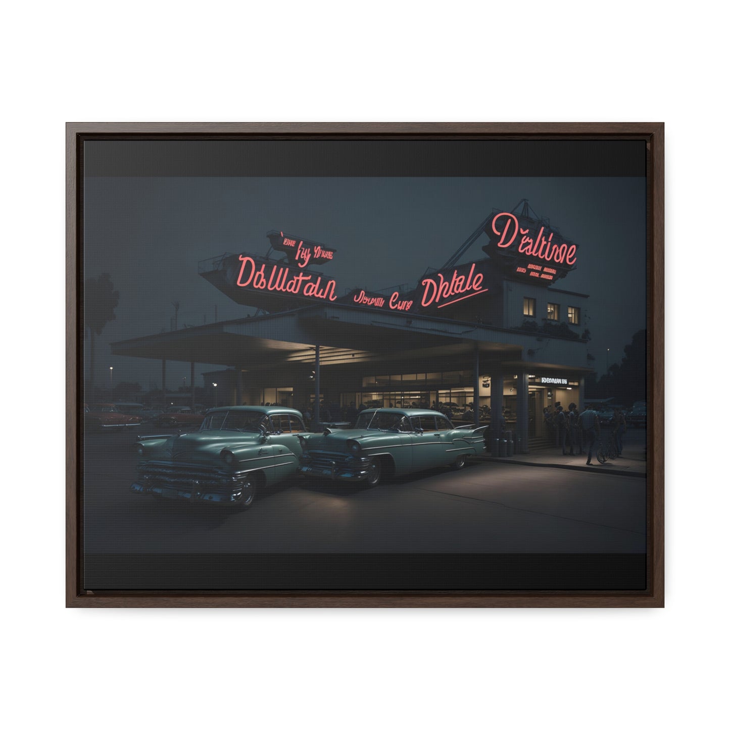 Drive-In Diner Dreams Nostalgic Dystopian Collection of Retro Wall Art Gallery Canvas Wraps Horizontal Frame v5/6