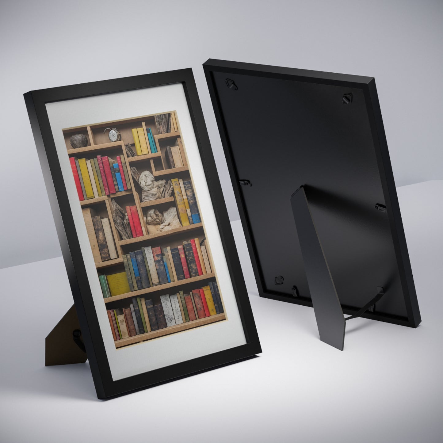 Library framed art library bookshelf studio study office poster teacher