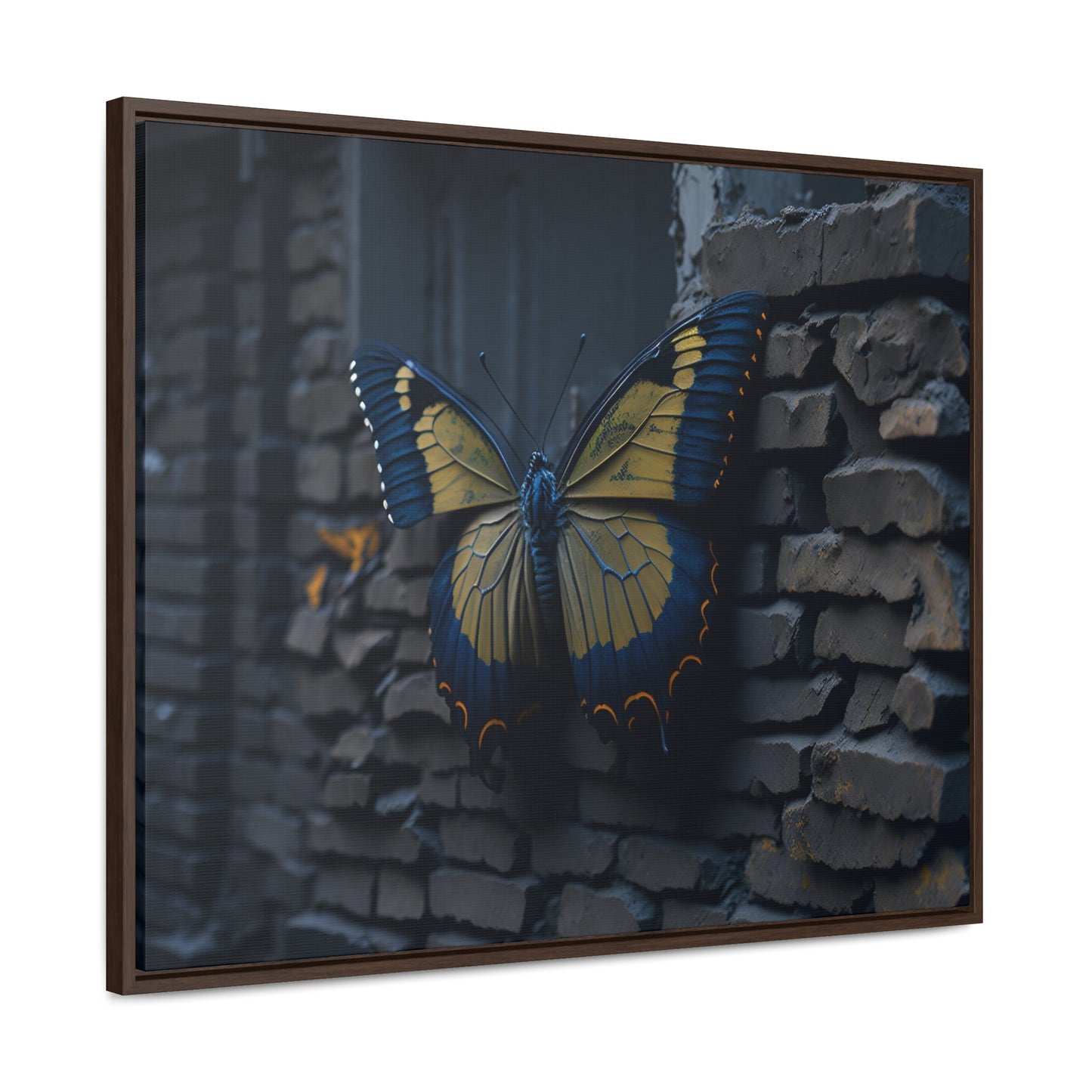 Dilapidated Butterfly Gallery Canvas art Wrap artwork depicting a fresh start at life in a barren wasteland