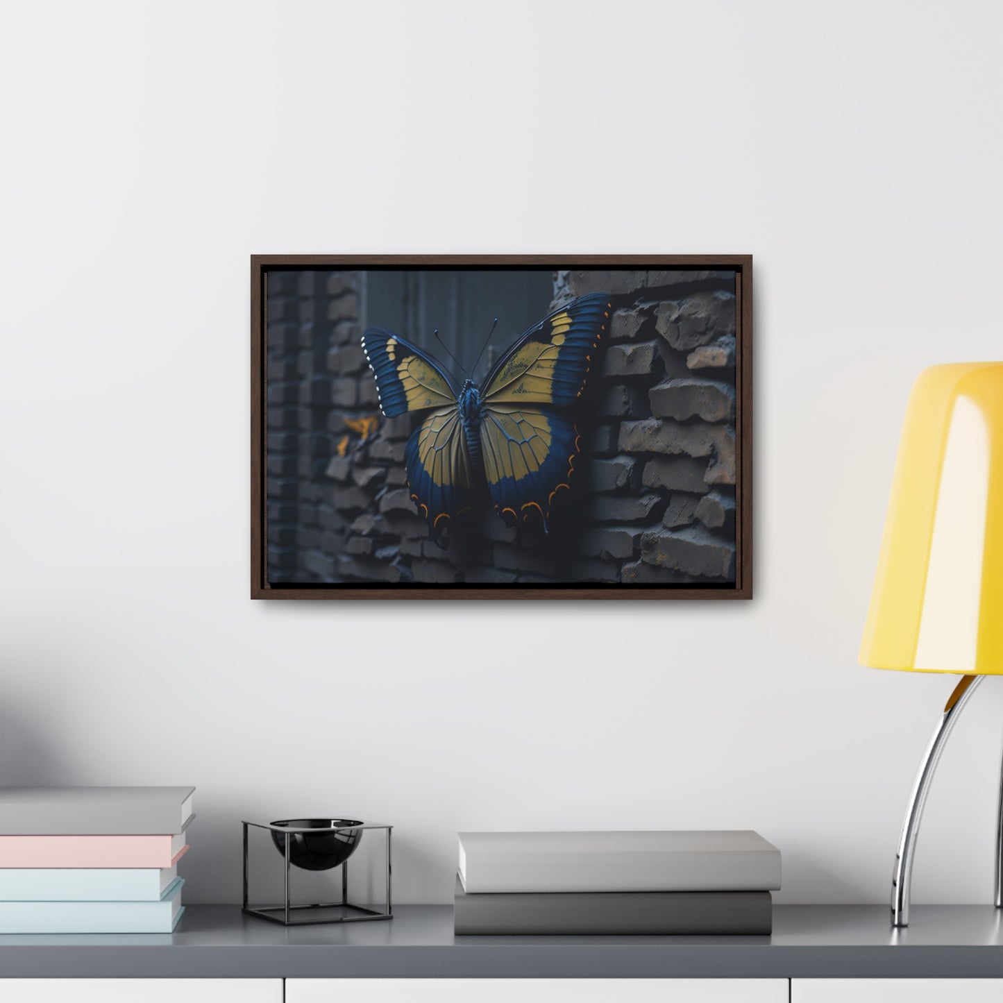 Dilapidated Butterfly Gallery Canvas art Wrap artwork depicting a fresh start at life in a barren wasteland