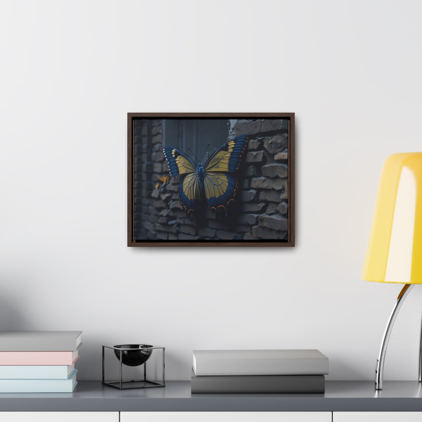 Dilapidated Butterfly Gallery Canvas art Wrap artwork depicting a fresh start at life in a barren wasteland