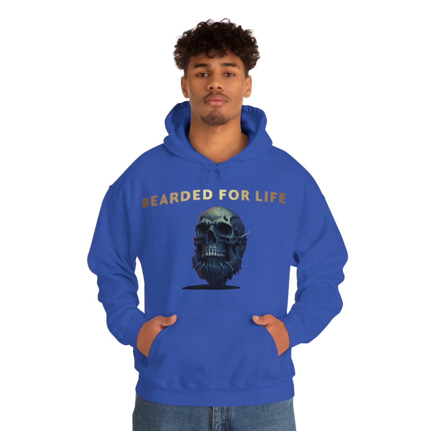 Bearded for life hoodie with a skull with a beard for the man that will have beard till he dies and is proud of his beard on fathers v2