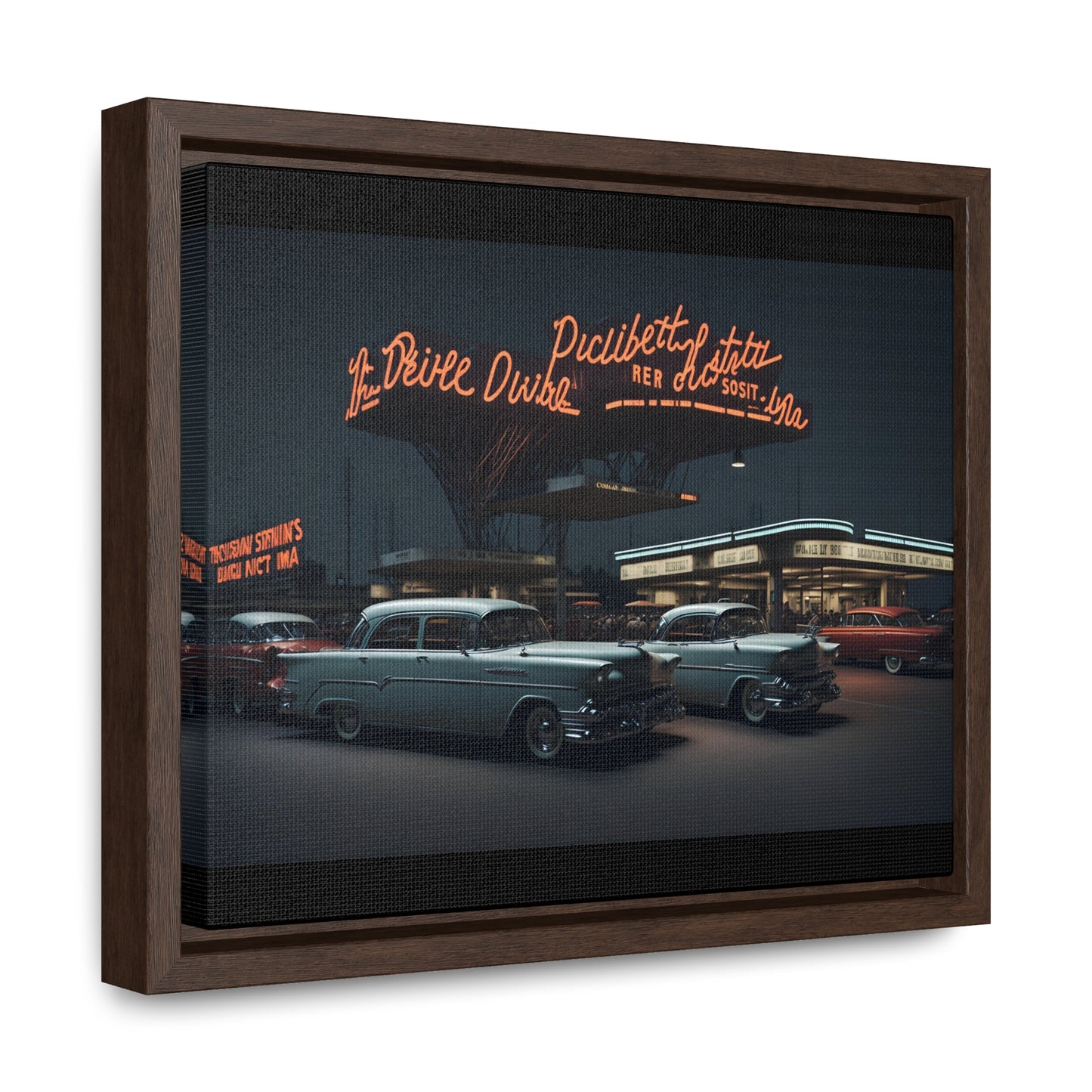 Drive-In Diner Dreams Nostalgic Dystopian Collection of Retro Wall Art Gallery Canvas Wraps Horizontal Frame v6/6