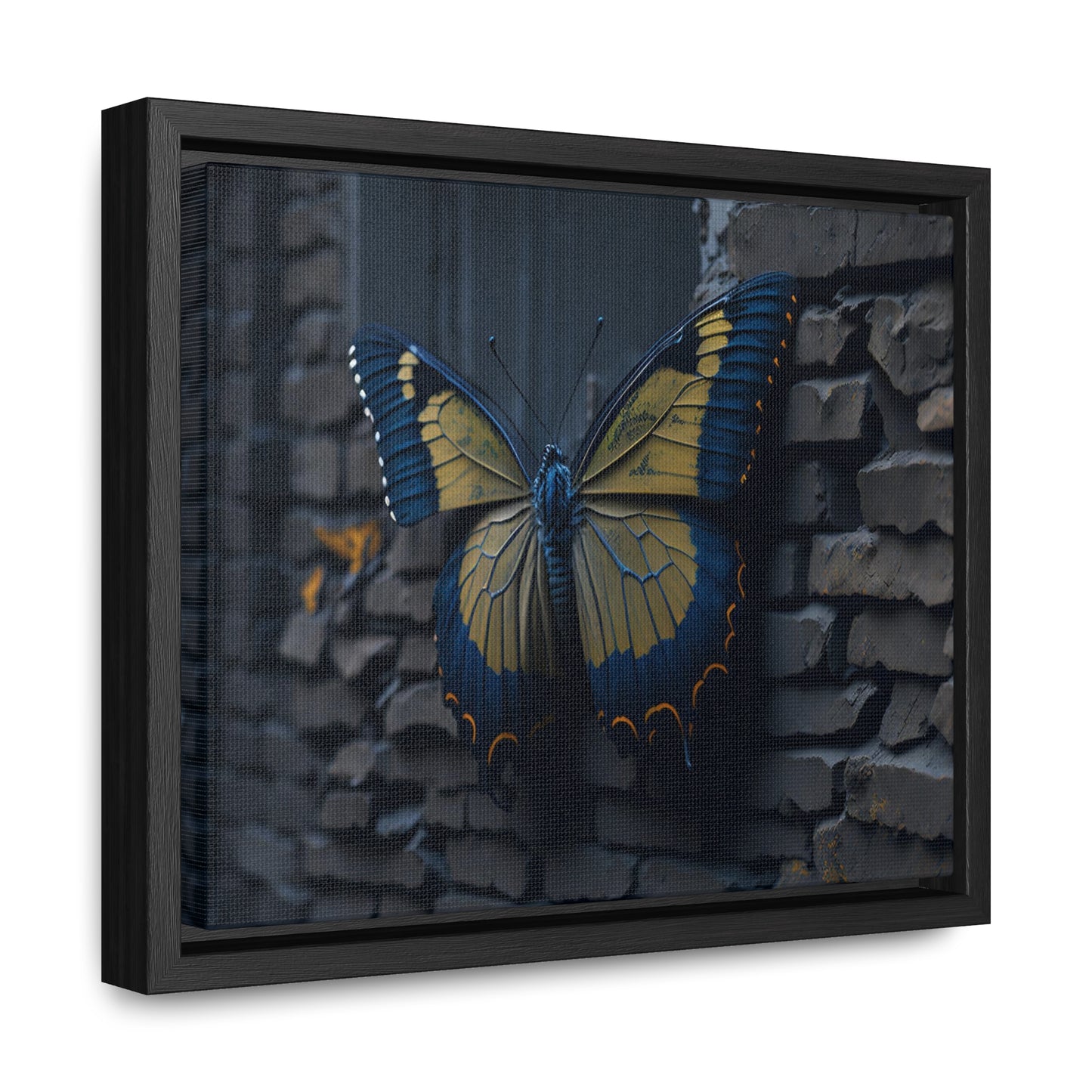 Dilapidated Butterfly Gallery Canvas art Wrap artwork depicting a fresh start at life in a barren wasteland