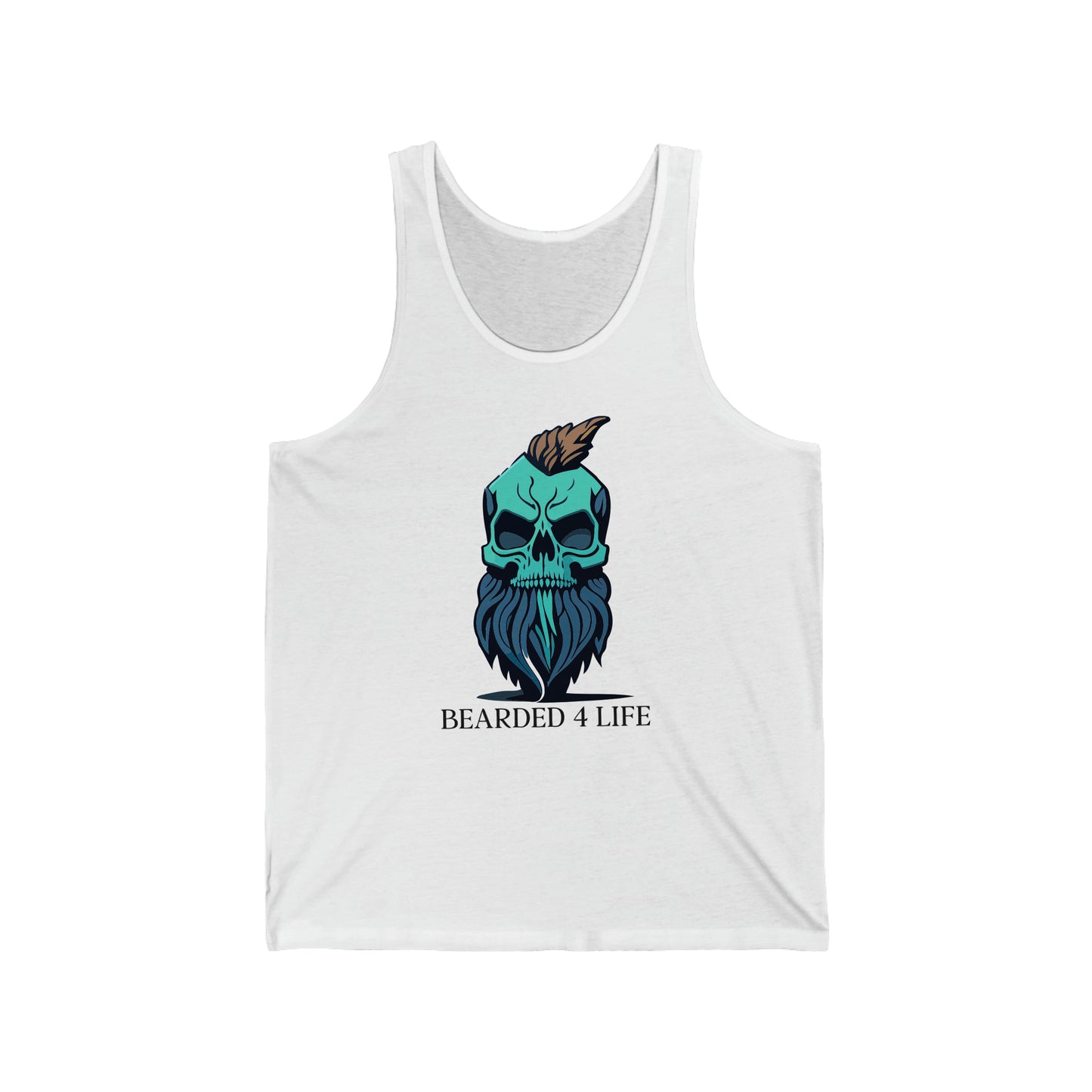 Bearded 4 Life tank top for bearded men that just wont quit with the beard skull with a beard tank for fathers with beads on fathers day