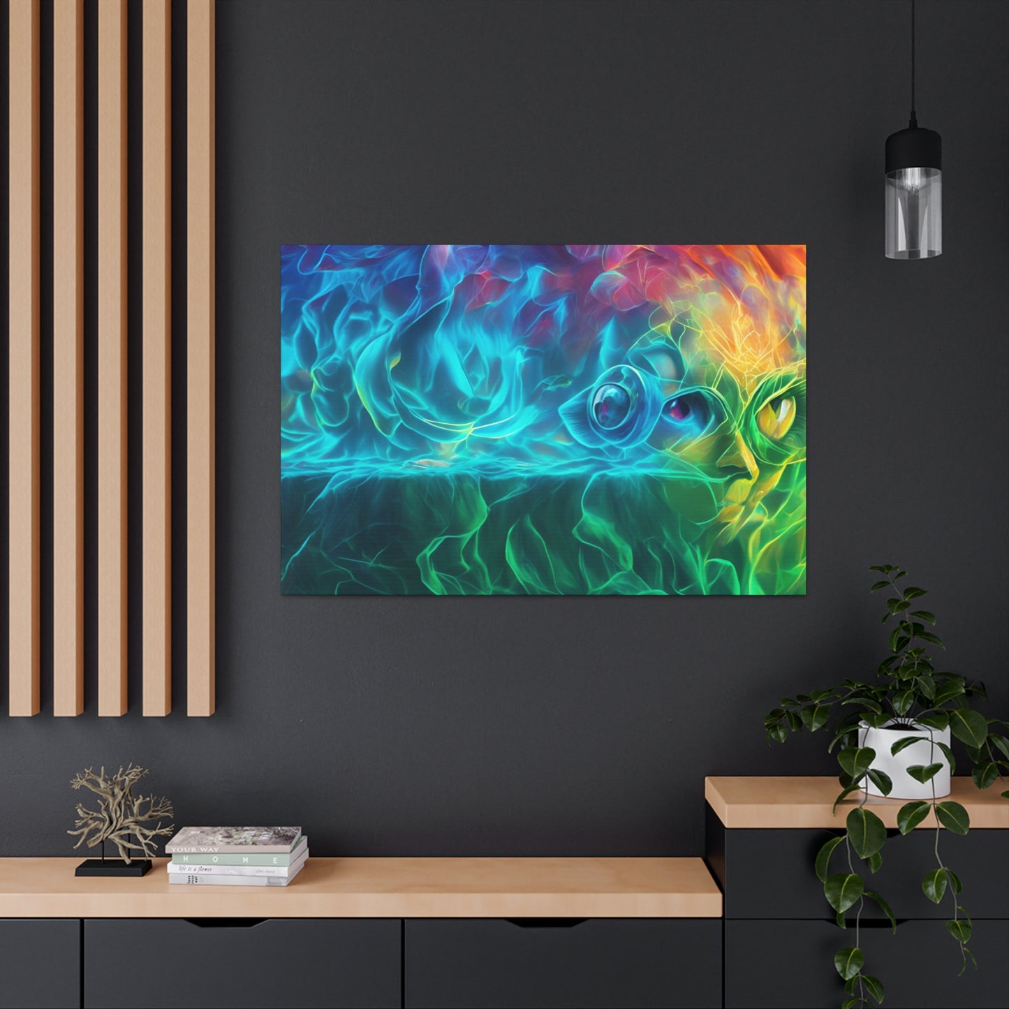 Rainbow wave stretched Canvas Gallery Wraps for the gameroom art gay gift for lgbtq lovers ally femme style art horizontal orientation v4