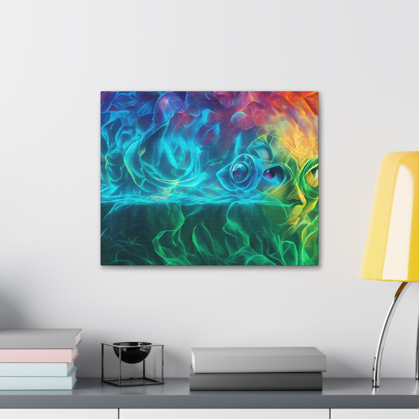 Rainbow wave stretched Canvas Gallery Wraps for the gameroom art gay gift for lgbtq lovers ally femme style art horizontal orientation v4