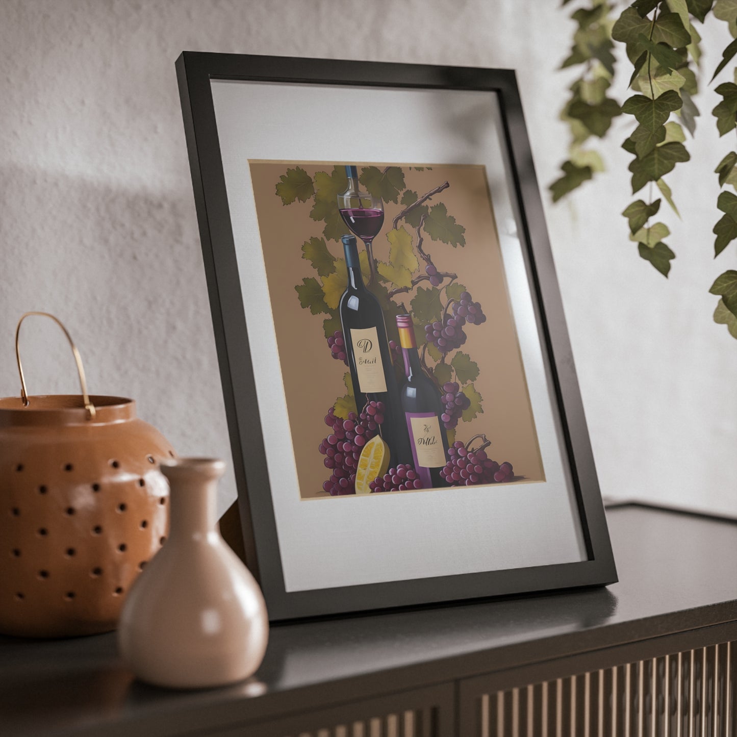 Wine framed art bar gift for mom black for the kitchen dining room poster v1