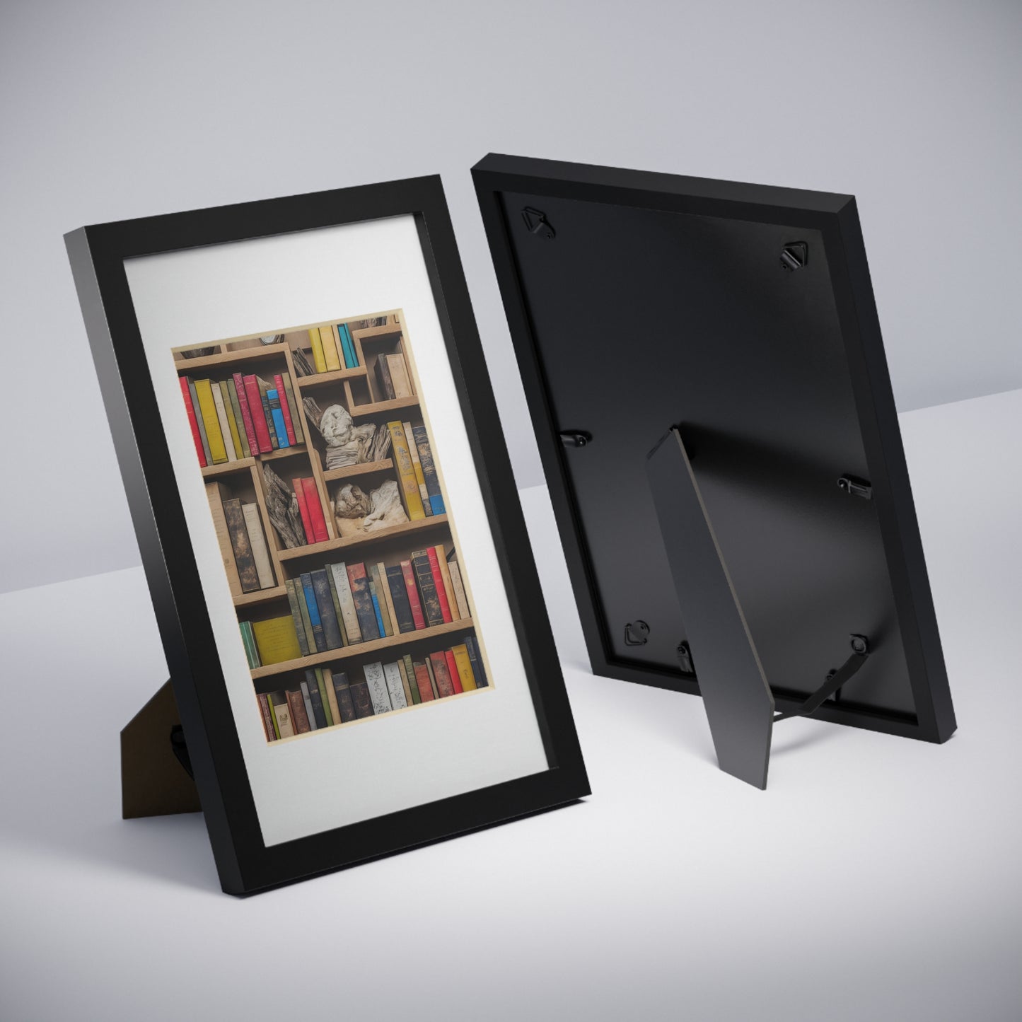 Library framed art library bookshelf studio study office poster teacher