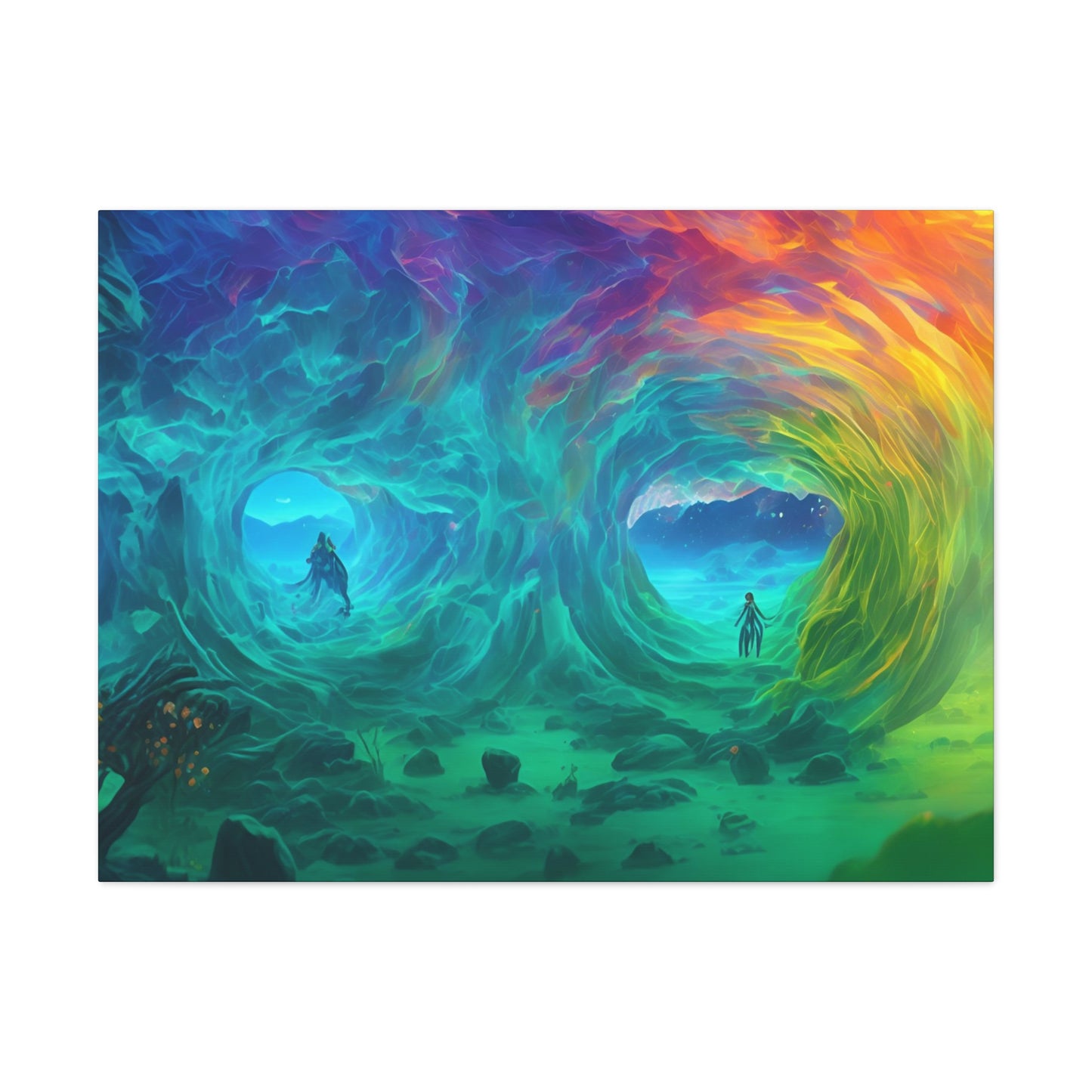 Rainbow wave stretched Canvas Gallery Wraps for the gameroom art gay gift for lgbtq lovers ally femme style art horizontal orientation v2