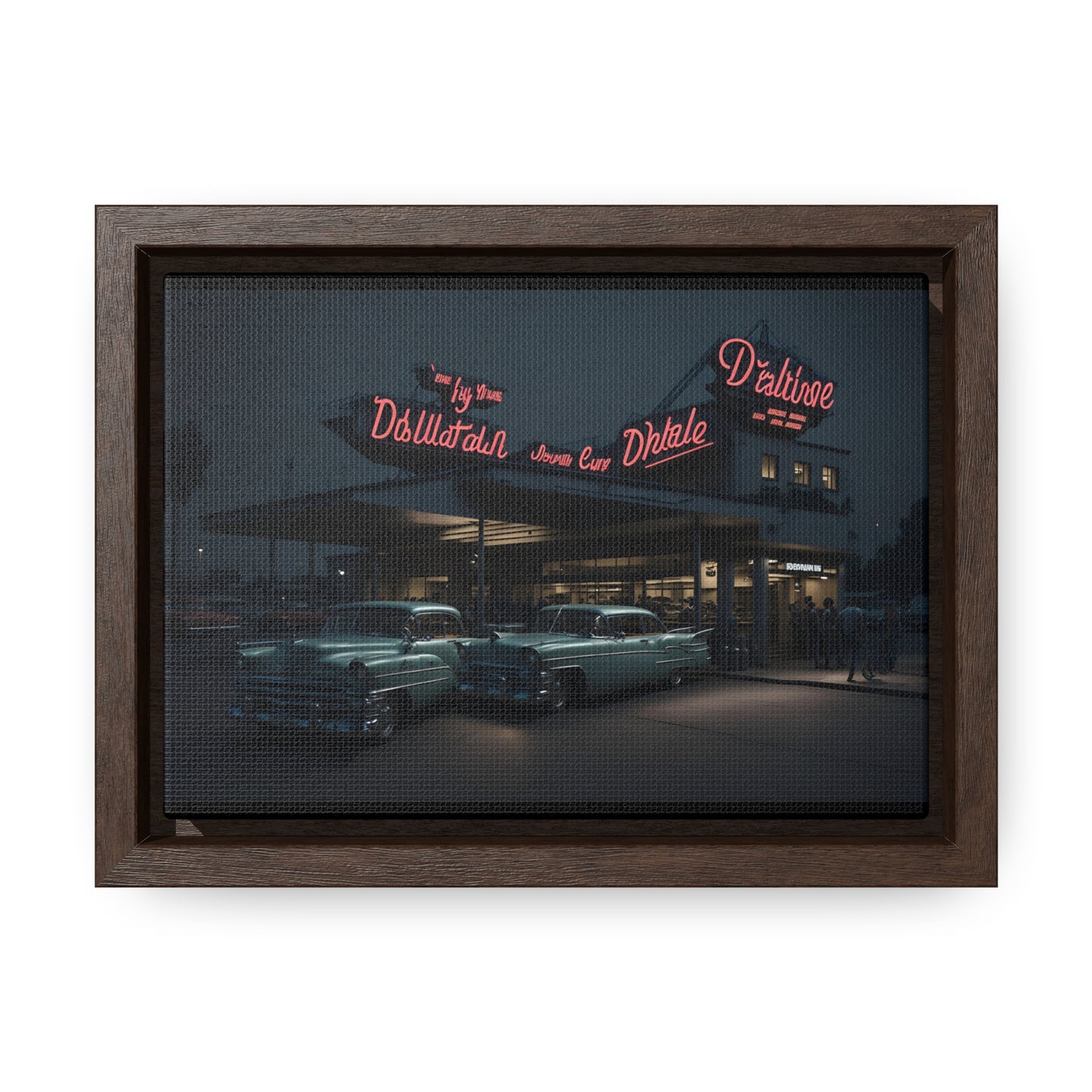 Drive-In Diner Dreams Nostalgic Dystopian Collection of Retro Wall Art Gallery Canvas Wraps Horizontal Frame v5/6