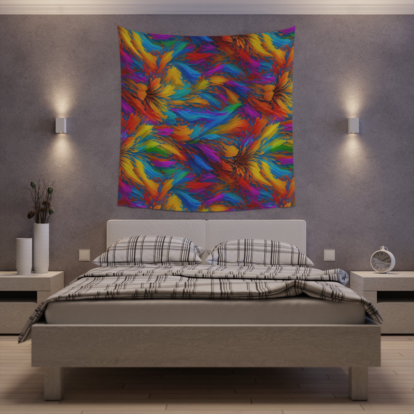 Rainbow Flower Tapestry for the wall for pride and celebrating inclusiveness lgbtq ally wall art gay wall art up to 100 inches show pride