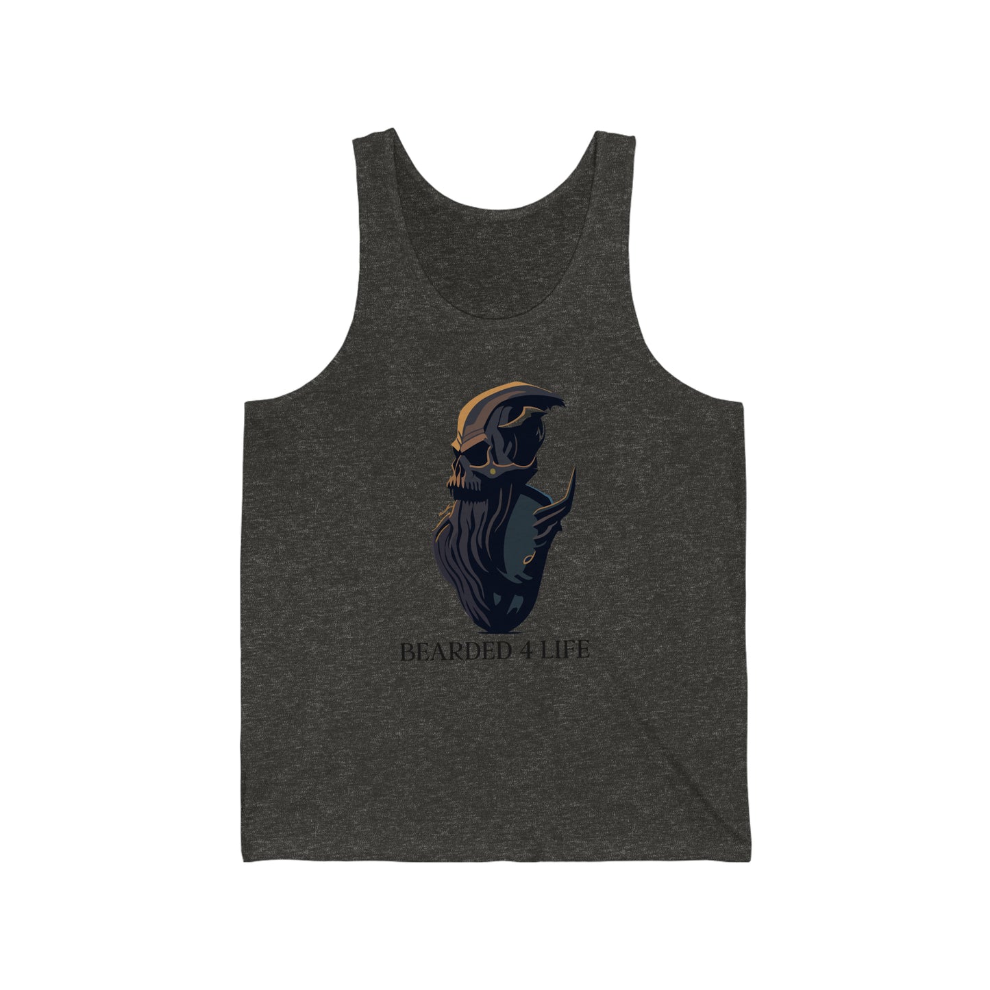 Bearded 4 Life tank top for bearded men that just wont quit with the beard skull with a beard tank for fathers with beads on fathers day v3