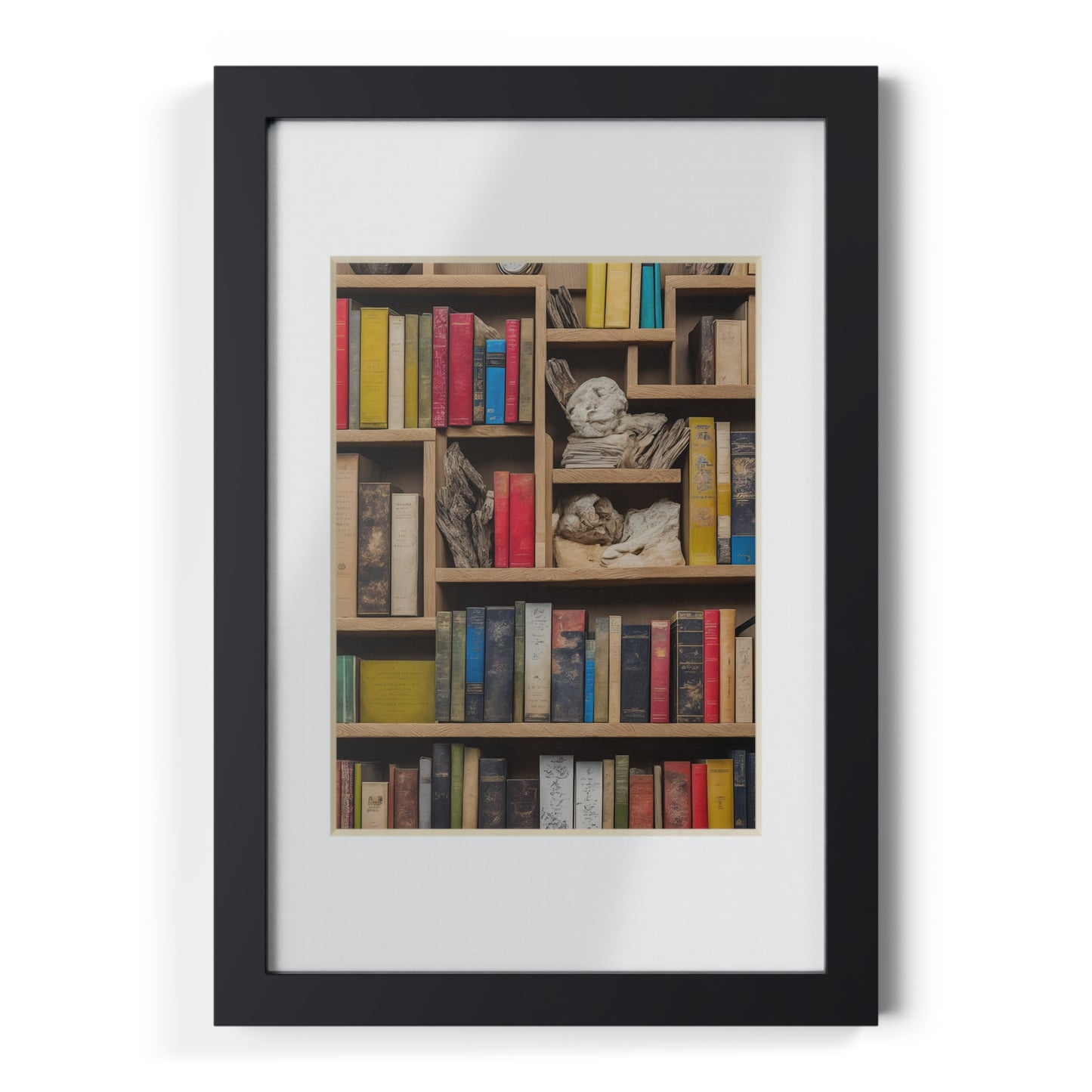 Library framed art library bookshelf studio study office poster teacher