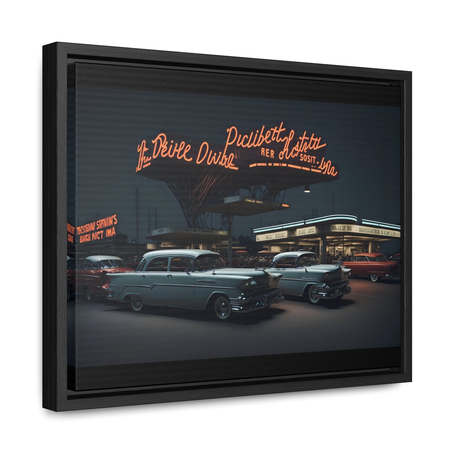 Drive-In Diner Dreams Nostalgic Dystopian Collection of Retro Wall Art Gallery Canvas Wraps Horizontal Frame v6/6