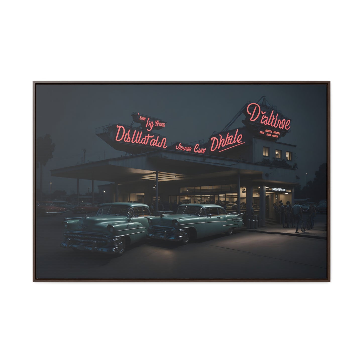 Drive-In Diner Dreams Nostalgic Dystopian Collection of Retro Wall Art Gallery Canvas Wraps Horizontal Frame v5/6