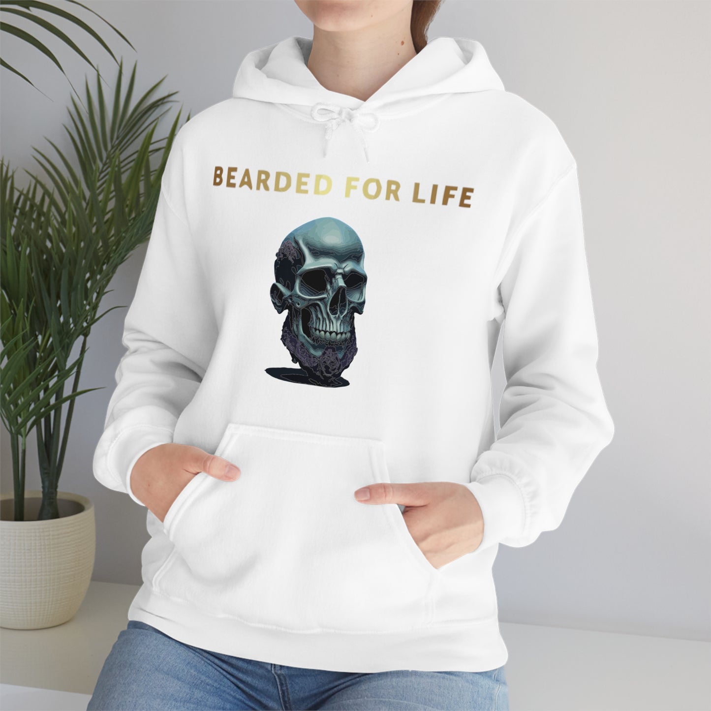 Bearded for life hoodie with a skull with a beard for the man that will have beard till he dies and is proud of his beard on fathers day v1