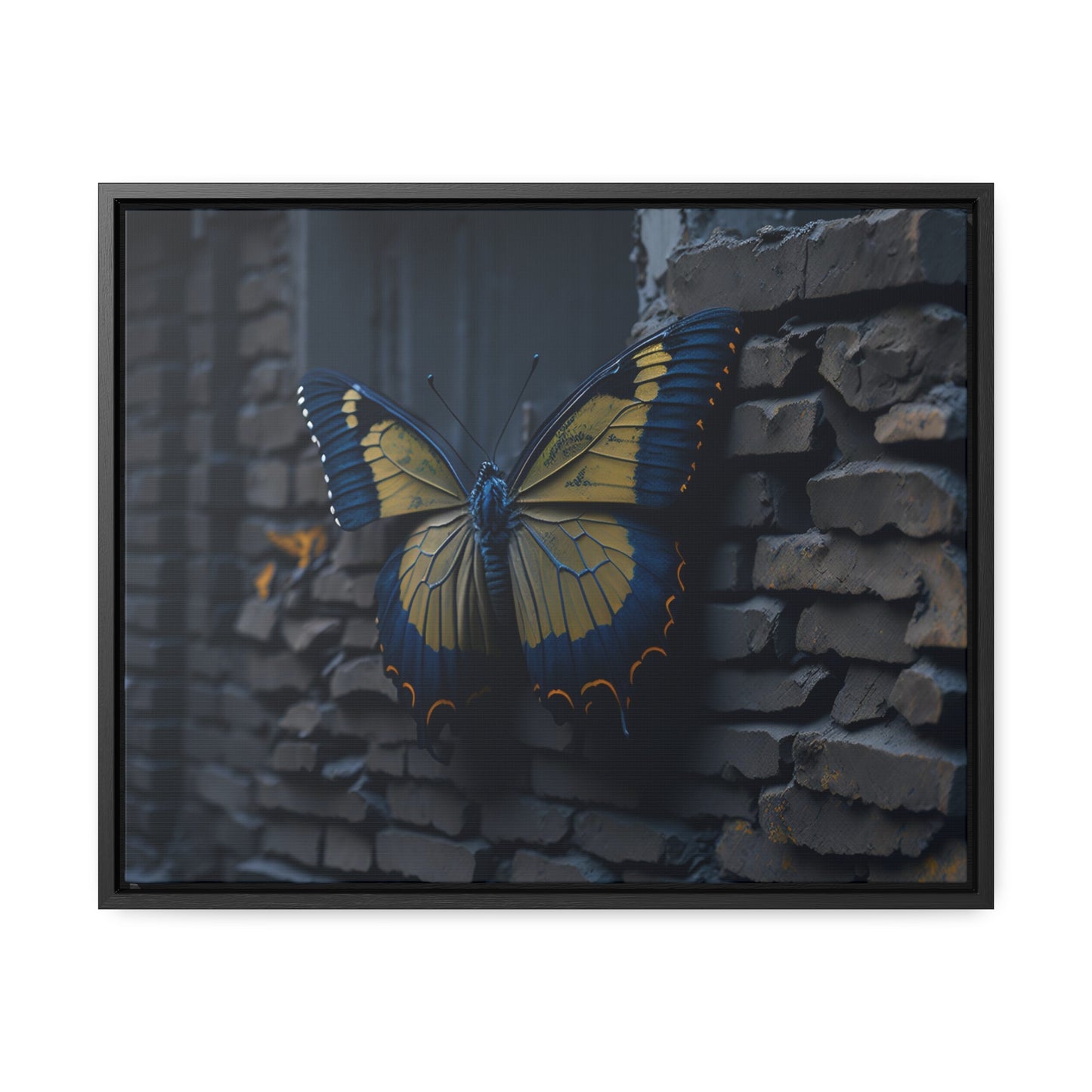 Dilapidated Butterfly Gallery Canvas art Wrap artwork depicting a fresh start at life in a barren wasteland