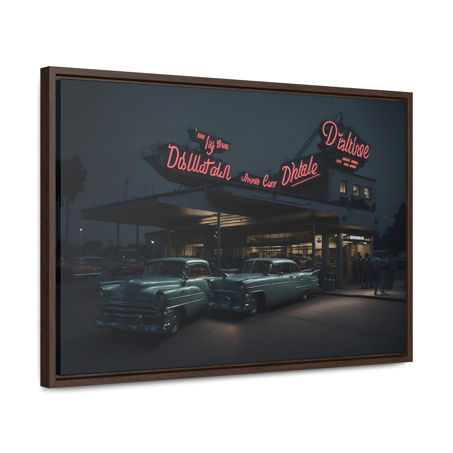 Drive-In Diner Dreams Nostalgic Dystopian Collection of Retro Wall Art Gallery Canvas Wraps Horizontal Frame v5/6