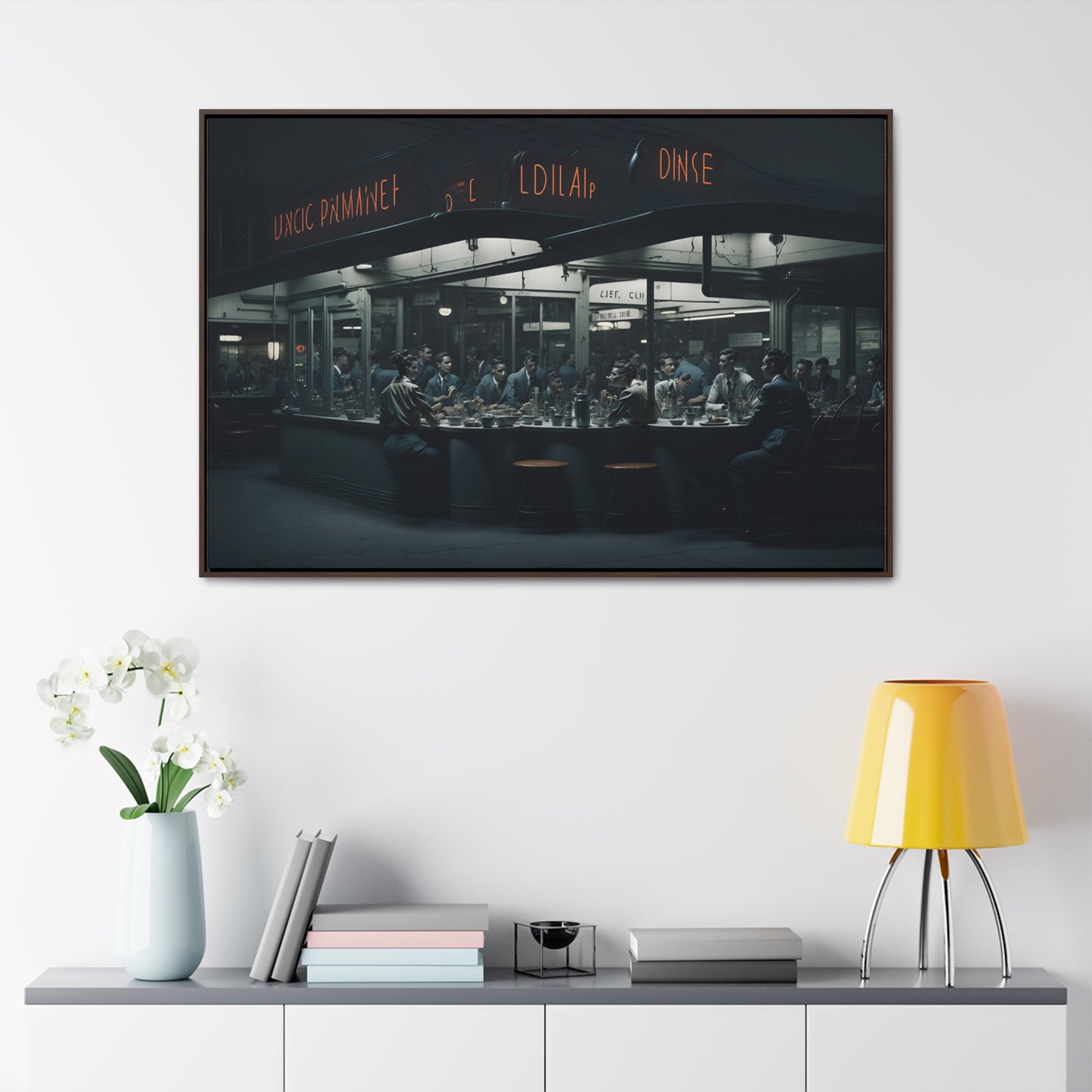 Drive-In Diner Dreams Nostalgic Dystopian Collection of Retro Wall Art Gallery Canvas Wraps Horizontal Frame v4/6