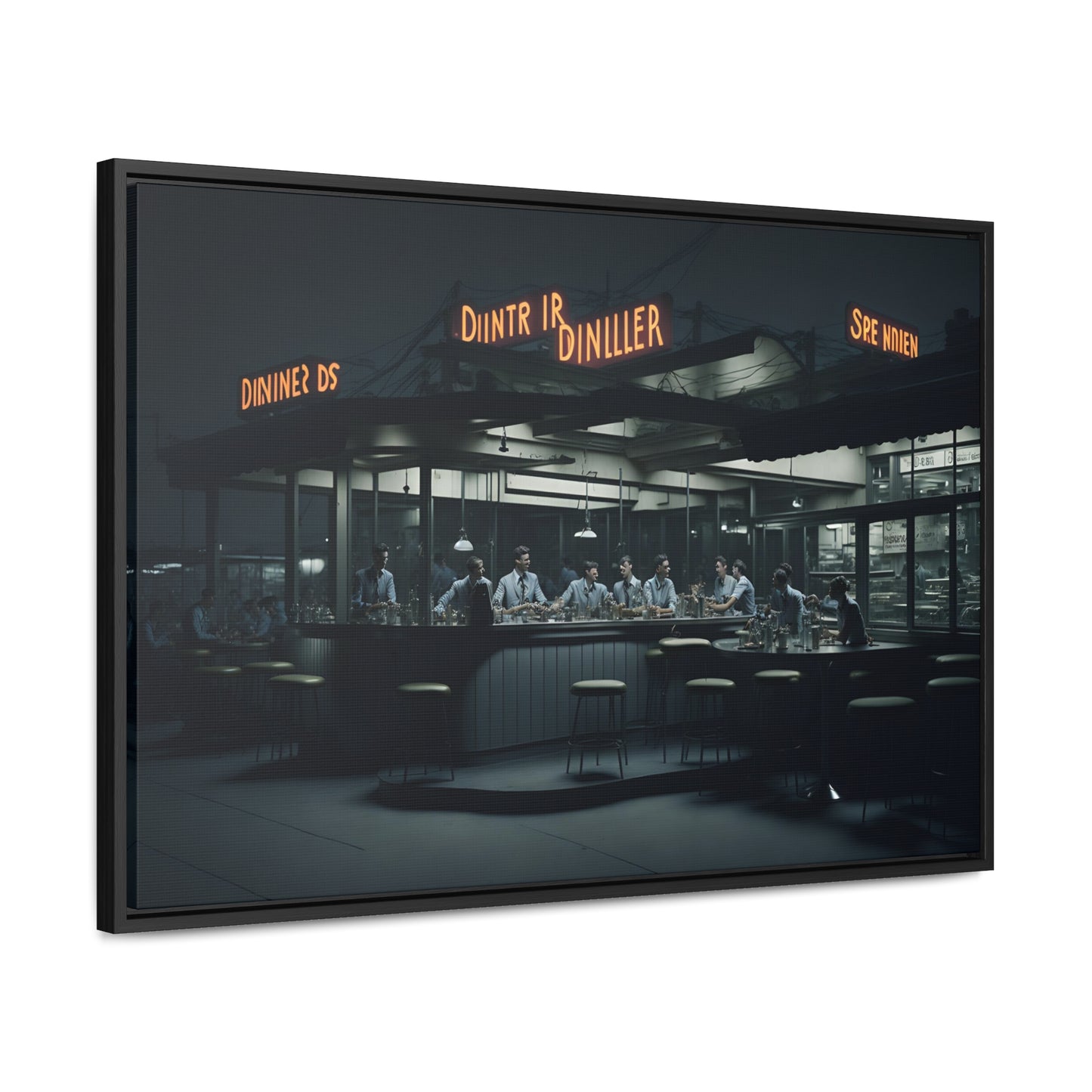 Drive-In Diner Dreams Nostalgic Dystopian Collection of Retro Wall Art Gallery Canvas Wraps Horizontal Frame v3/6