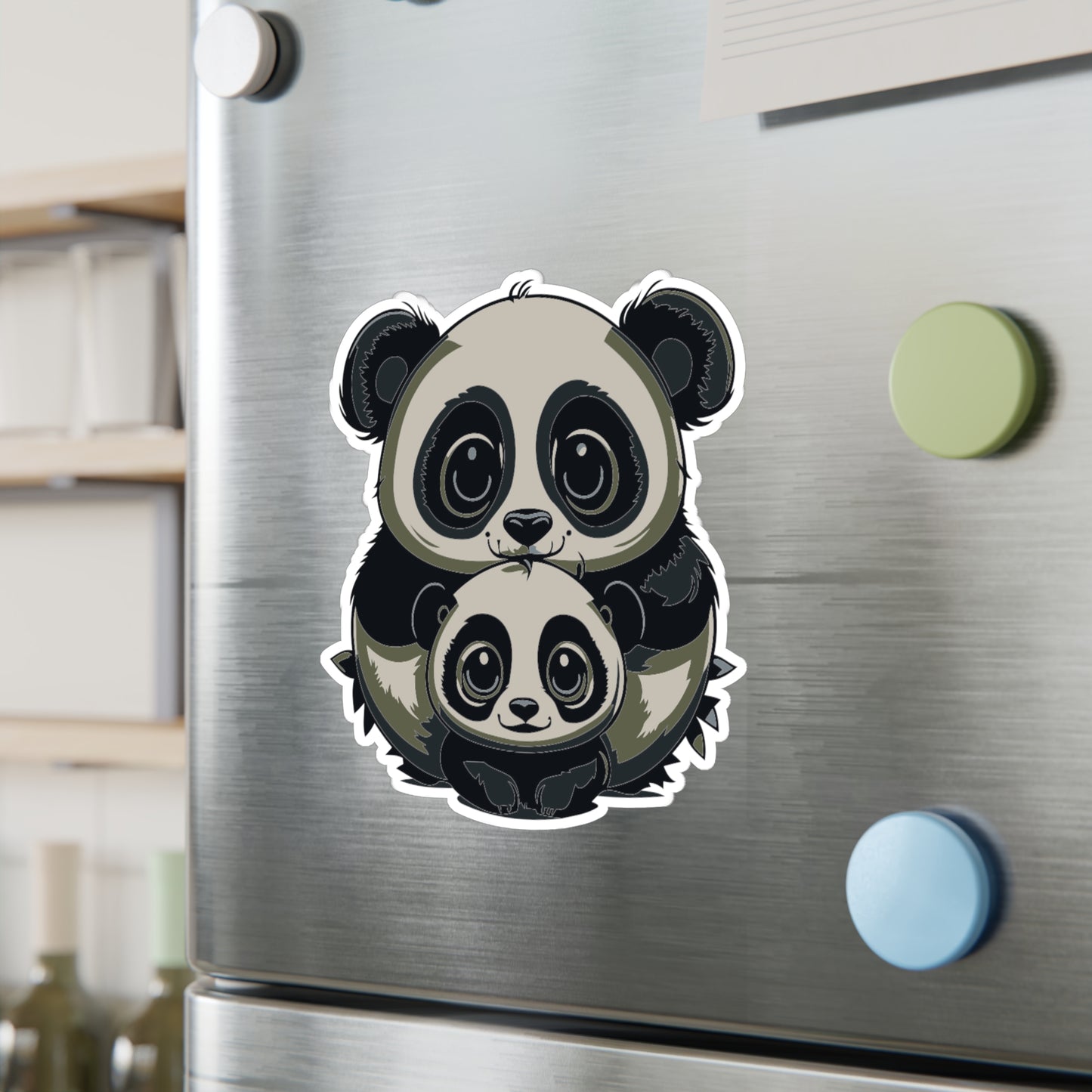 Mother and baby panda Vinyl Decal to liven up the playroom with vinyl cartoon animals with satin finish removable and restick decal