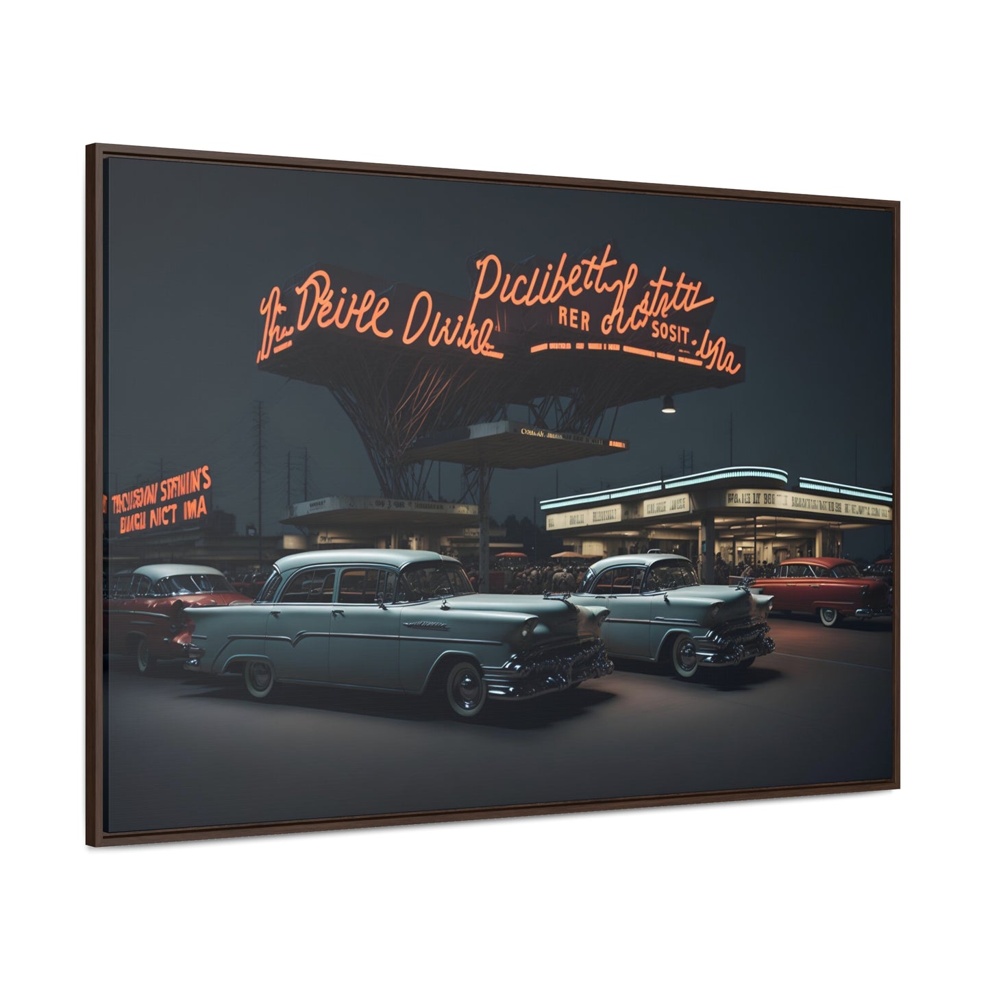 Drive-In Diner Dreams Nostalgic Dystopian Collection of Retro Wall Art Gallery Canvas Wraps Horizontal Frame v6/6