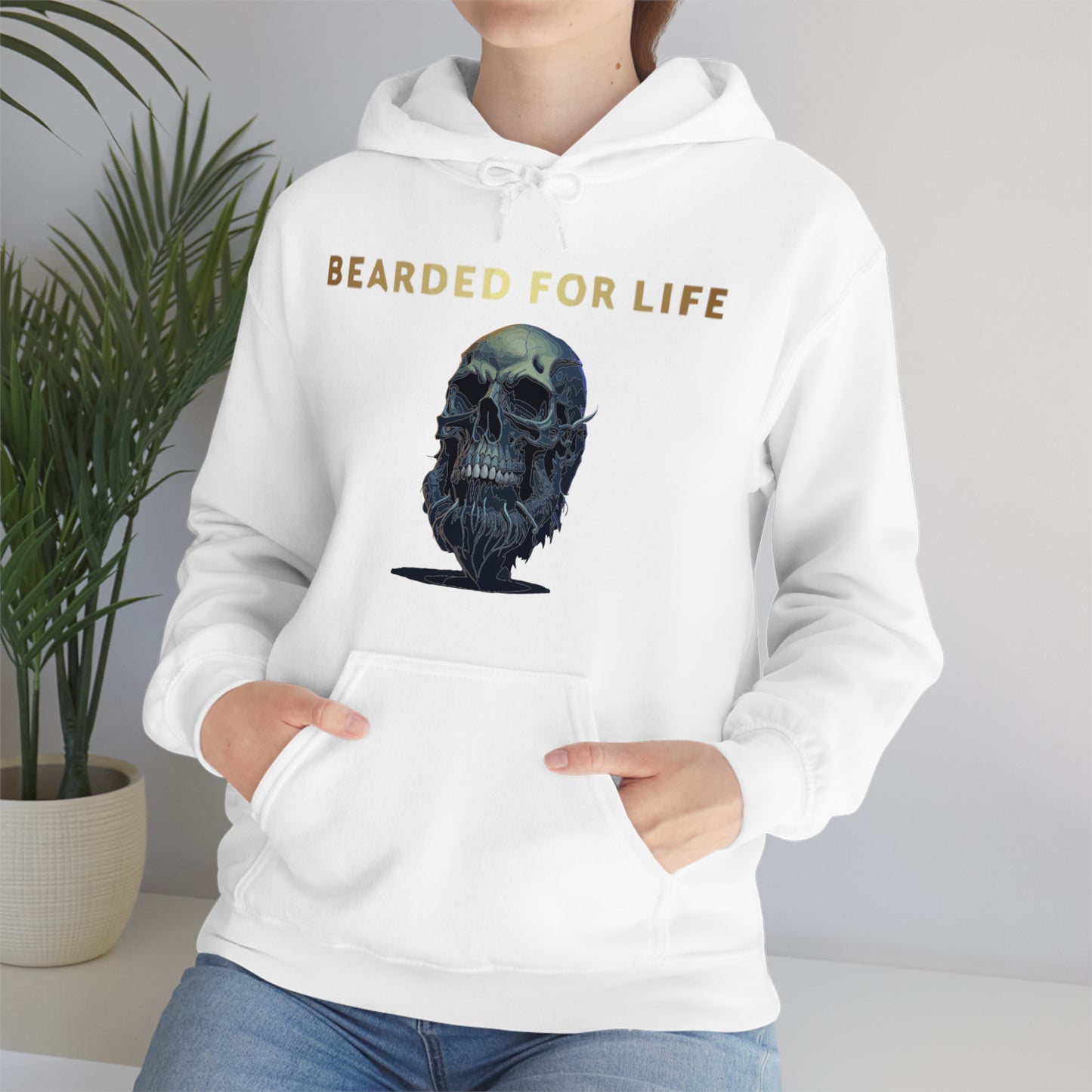 Bearded for life hoodie with a skull with a beard for the man that will have beard till he dies and is proud of his beard on fathers v2