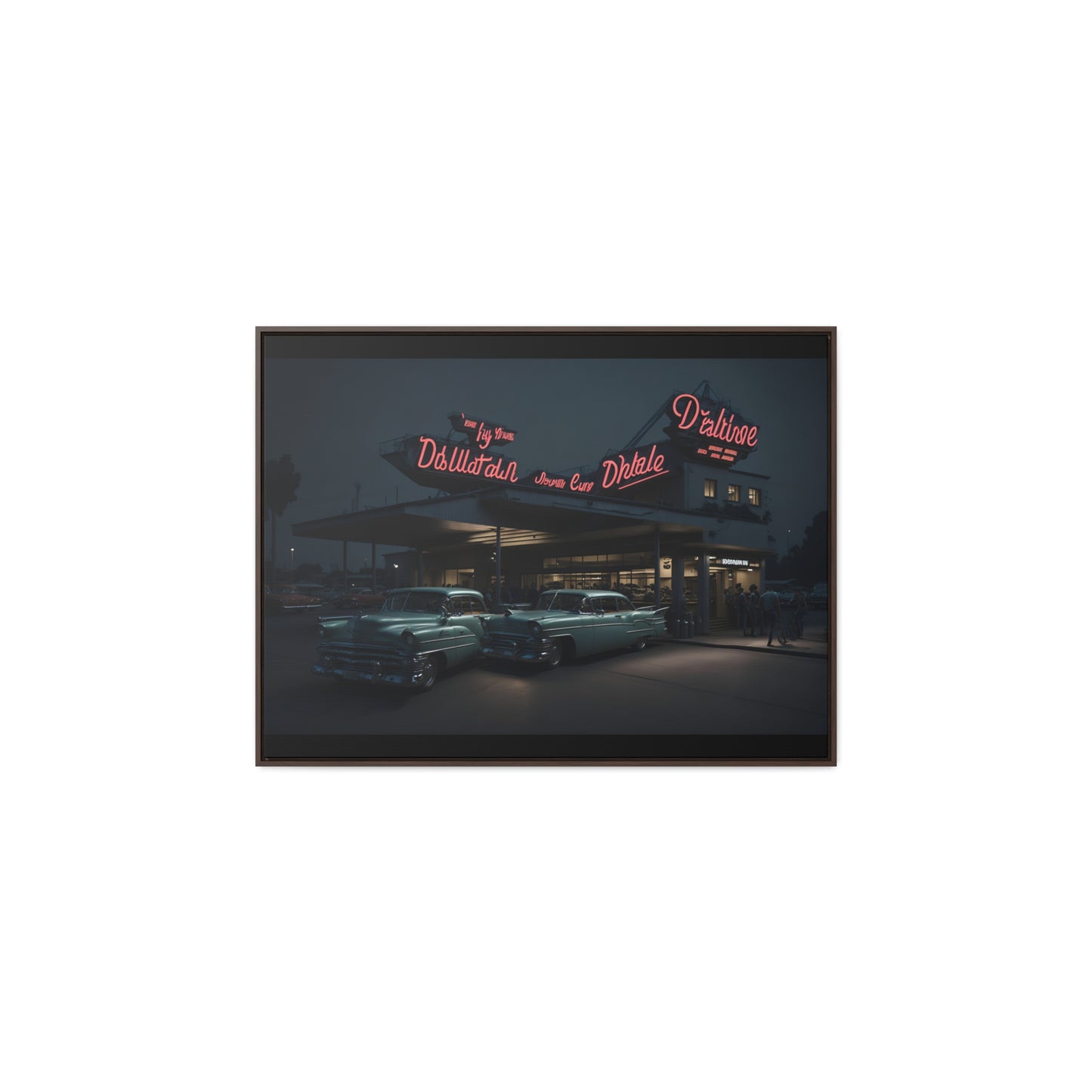 Drive-In Diner Dreams Nostalgic Dystopian Collection of Retro Wall Art Gallery Canvas Wraps Horizontal Frame v5/6