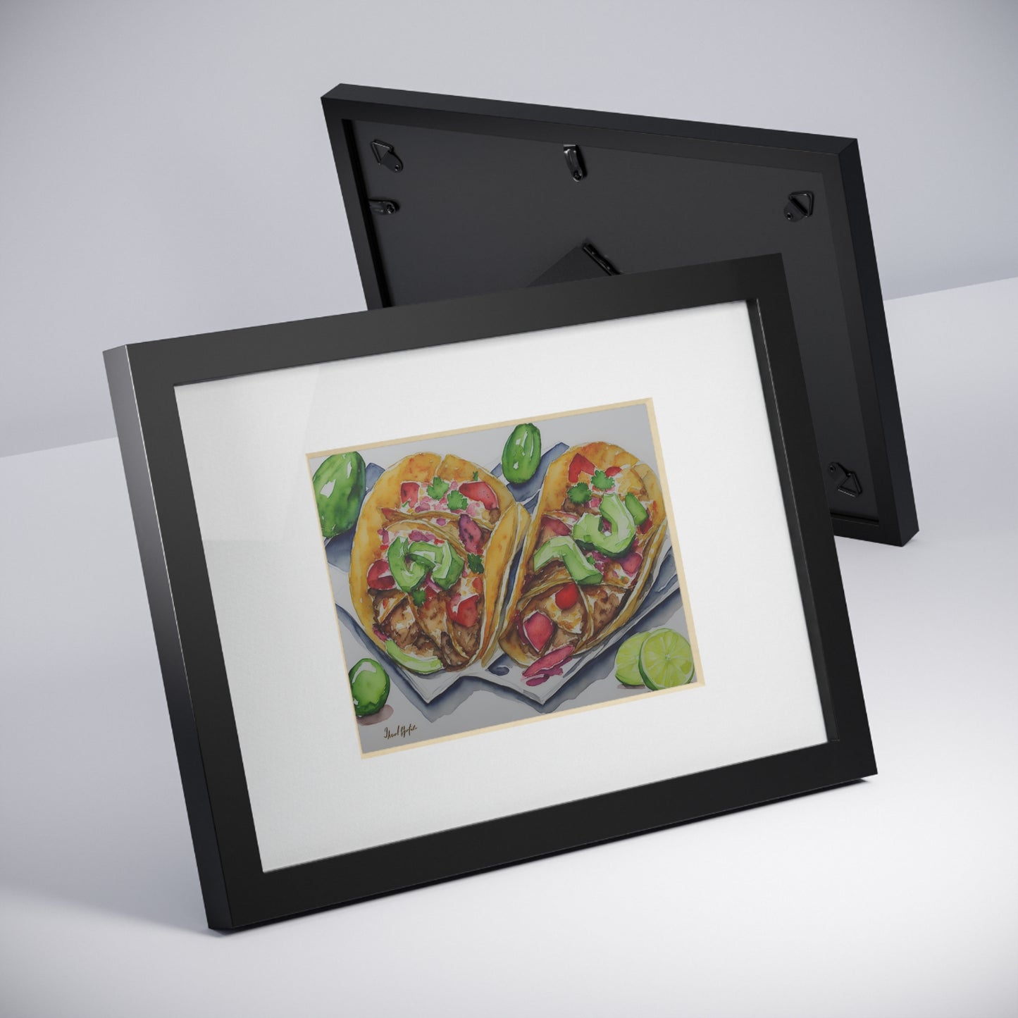 Tacos framed art bar gift for restaurant black frame kitchen dining poster v1