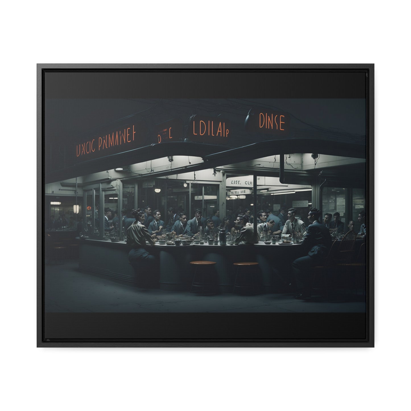 Drive-In Diner Dreams Nostalgic Dystopian Collection of Retro Wall Art Gallery Canvas Wraps Horizontal Frame v4/6