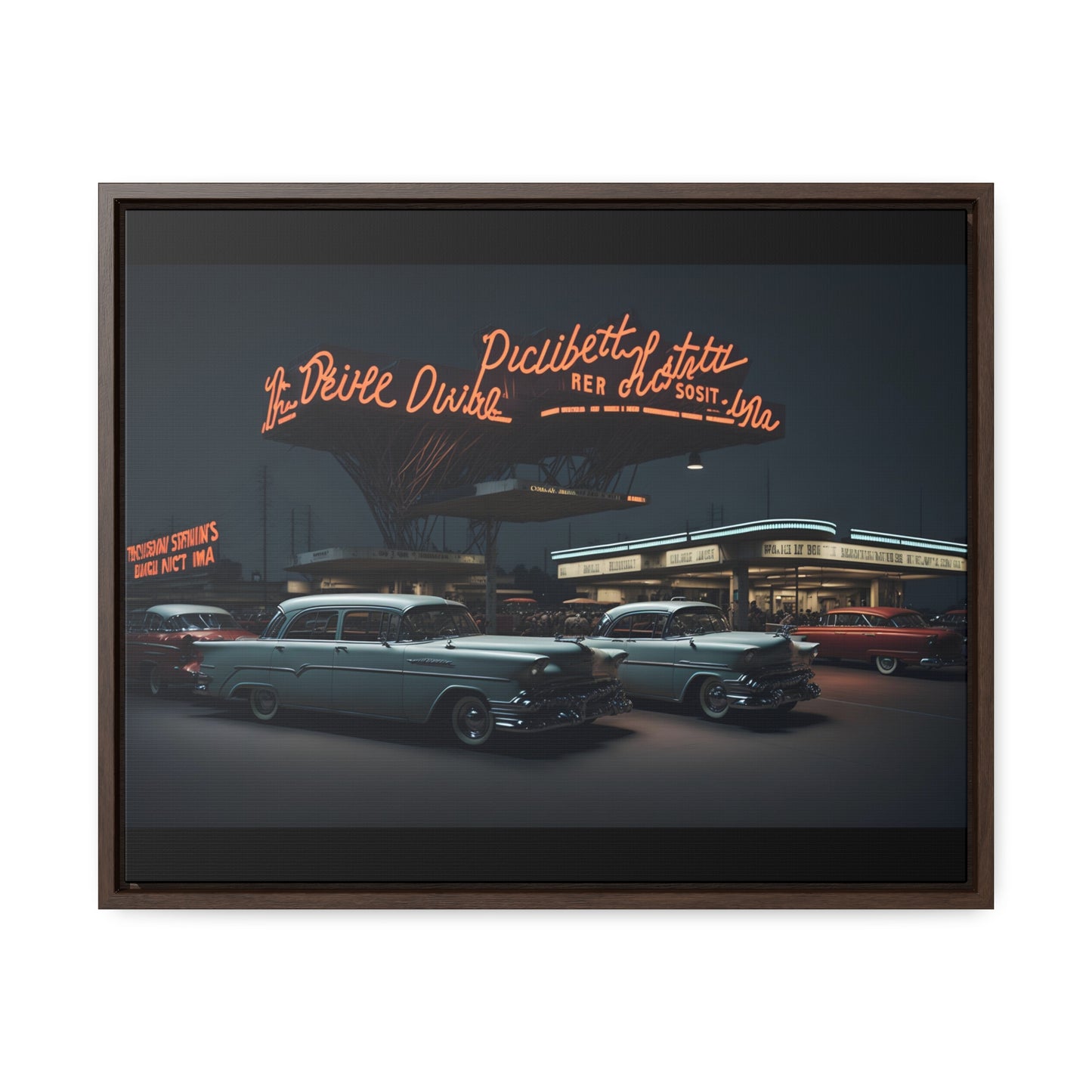 Drive-In Diner Dreams Nostalgic Dystopian Collection of Retro Wall Art Gallery Canvas Wraps Horizontal Frame v6/6