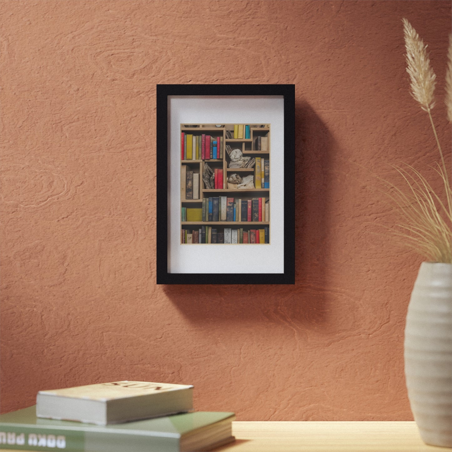 Library framed art library bookshelf studio study office poster teacher