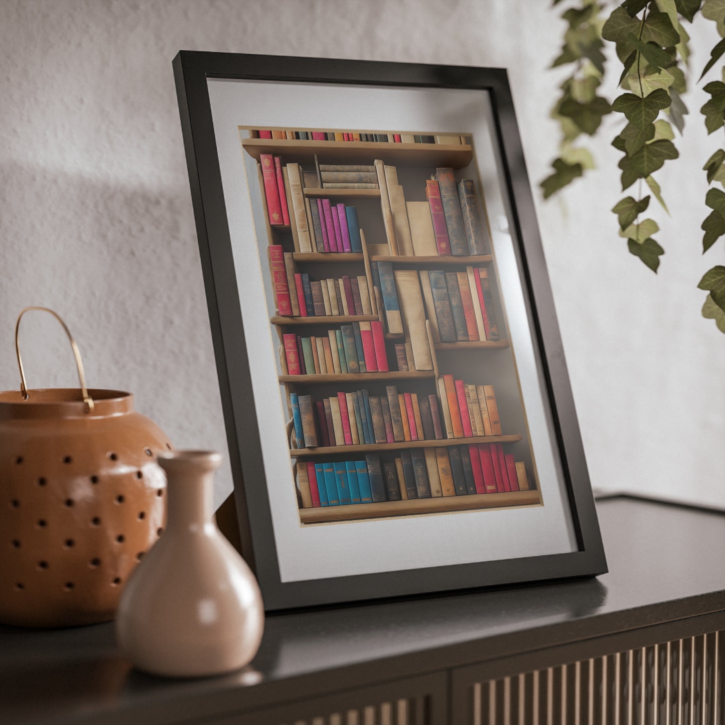 Library framed art library bookshelf studio study office poster teacher 3