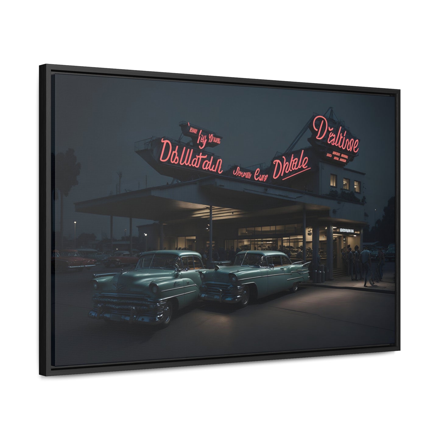 Drive-In Diner Dreams Nostalgic Dystopian Collection of Retro Wall Art Gallery Canvas Wraps Horizontal Frame v5/6