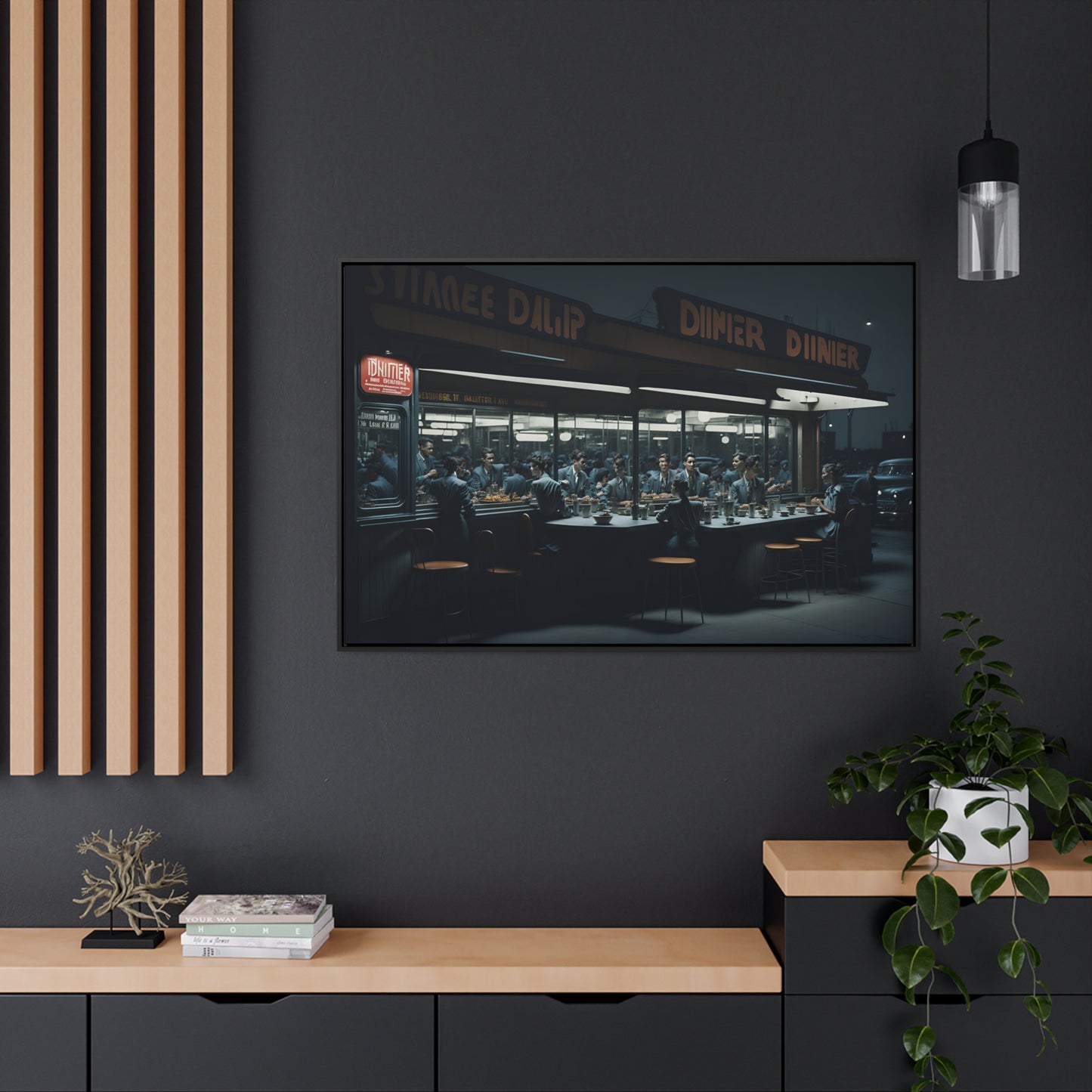 Drive-In Diner Dreams Nostalgic Dystopian Collection of Retro Wall Art Gallery Canvas Wraps Horizontal Frame v2/6