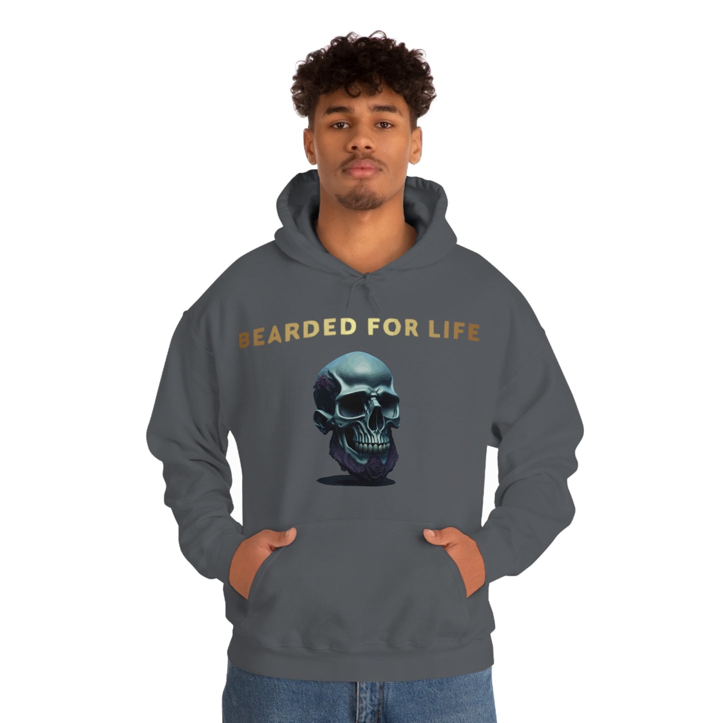 Bearded for life hoodie with a skull with a beard for the man that will have beard till he dies and is proud of his beard on fathers day v1