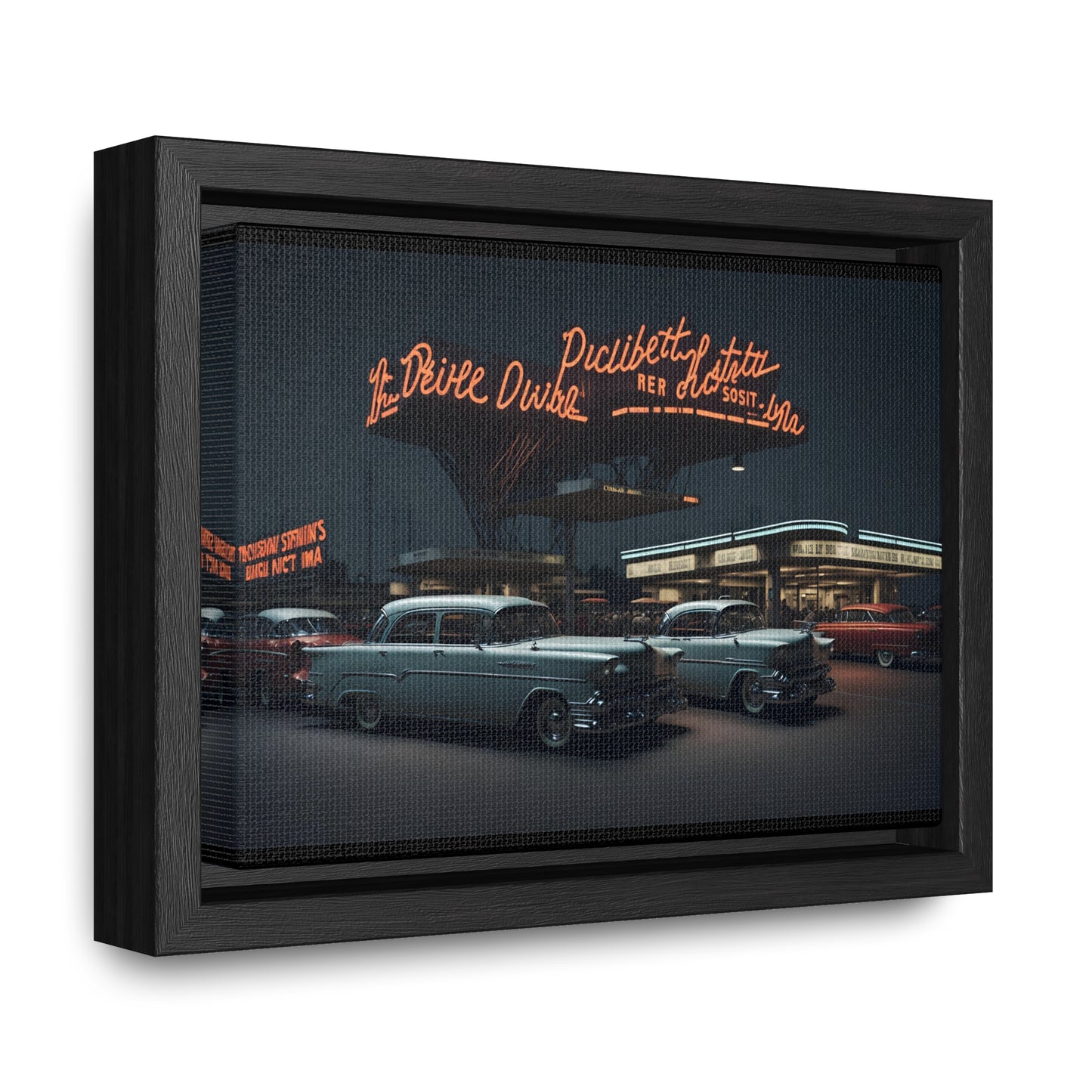 Drive-In Diner Dreams Nostalgic Dystopian Collection of Retro Wall Art Gallery Canvas Wraps Horizontal Frame v6/6