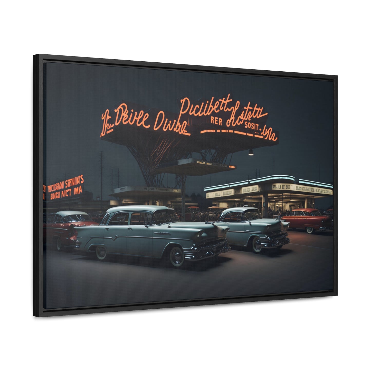 Drive-In Diner Dreams Nostalgic Dystopian Collection of Retro Wall Art Gallery Canvas Wraps Horizontal Frame v6/6