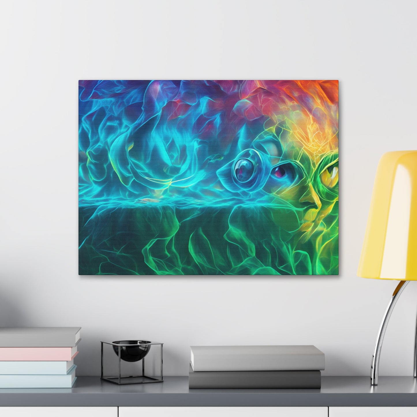 Rainbow wave stretched Canvas Gallery Wraps for the gameroom art gay gift for lgbtq lovers ally femme style art horizontal orientation v4