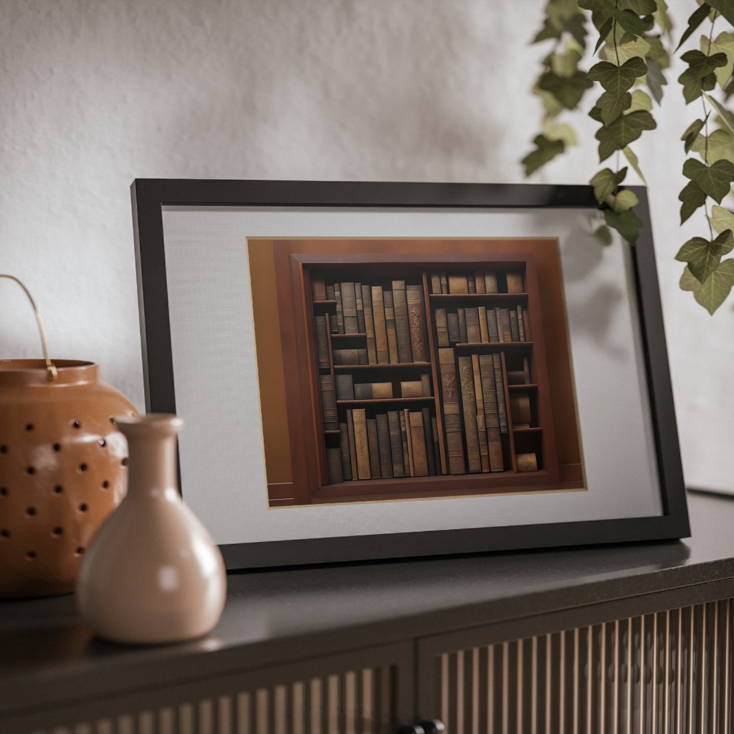 Library framed art library bookshelf studio study office poster teacher 2