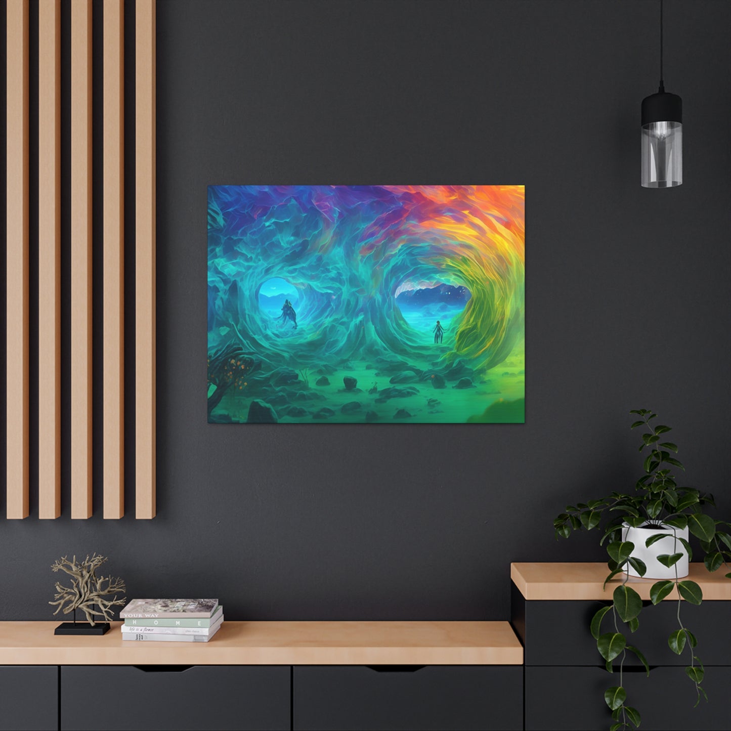 Rainbow wave stretched Canvas Gallery Wraps for the gameroom art gay gift for lgbtq lovers ally femme style art horizontal orientation v2