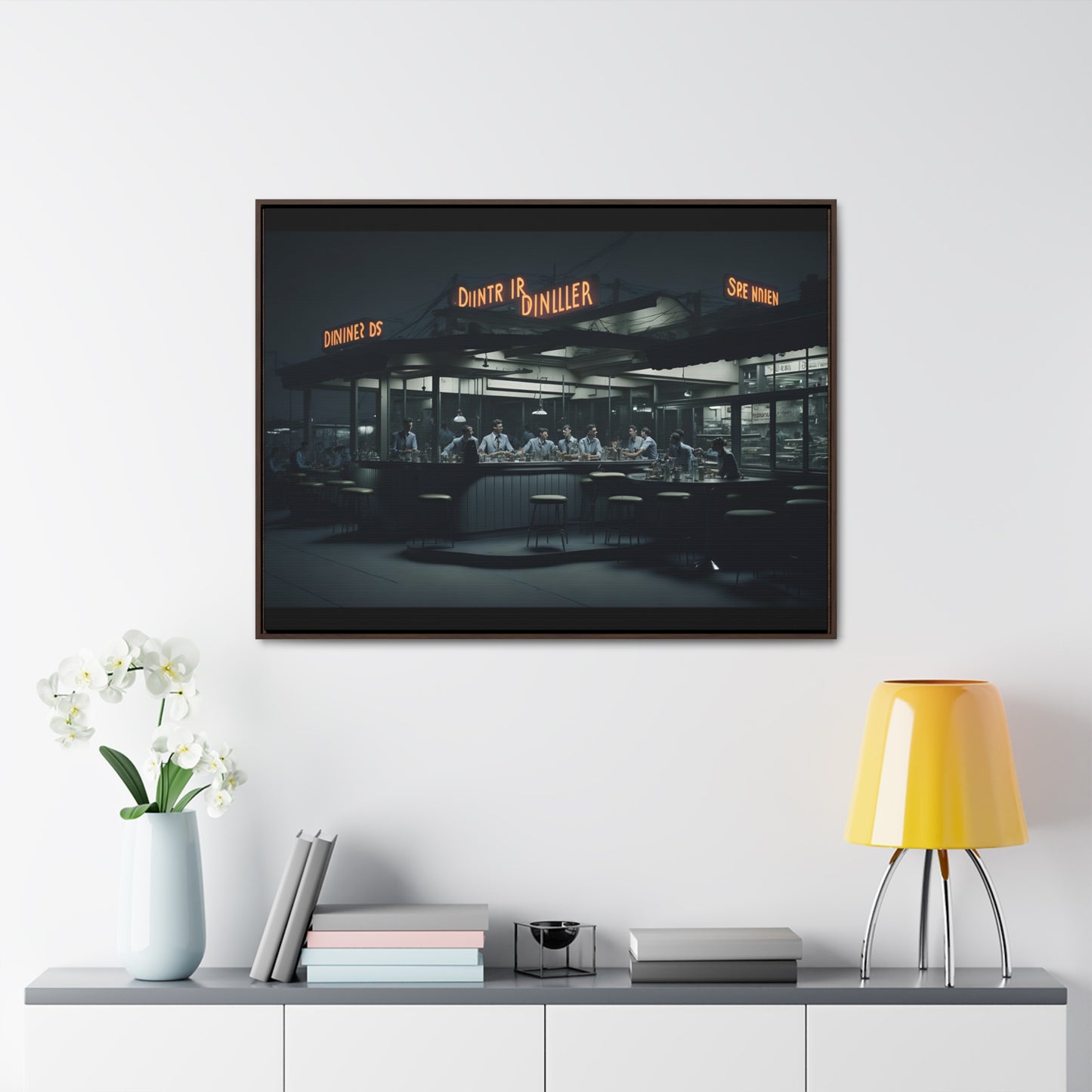 Drive-In Diner Dreams Nostalgic Dystopian Collection of Retro Wall Art Gallery Canvas Wraps Horizontal Frame v3/6