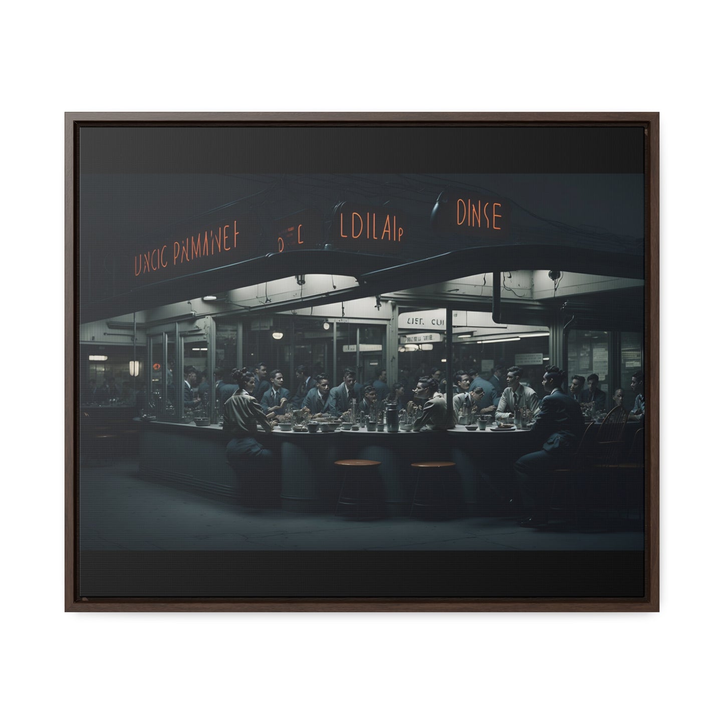 Drive-In Diner Dreams Nostalgic Dystopian Collection of Retro Wall Art Gallery Canvas Wraps Horizontal Frame v4/6