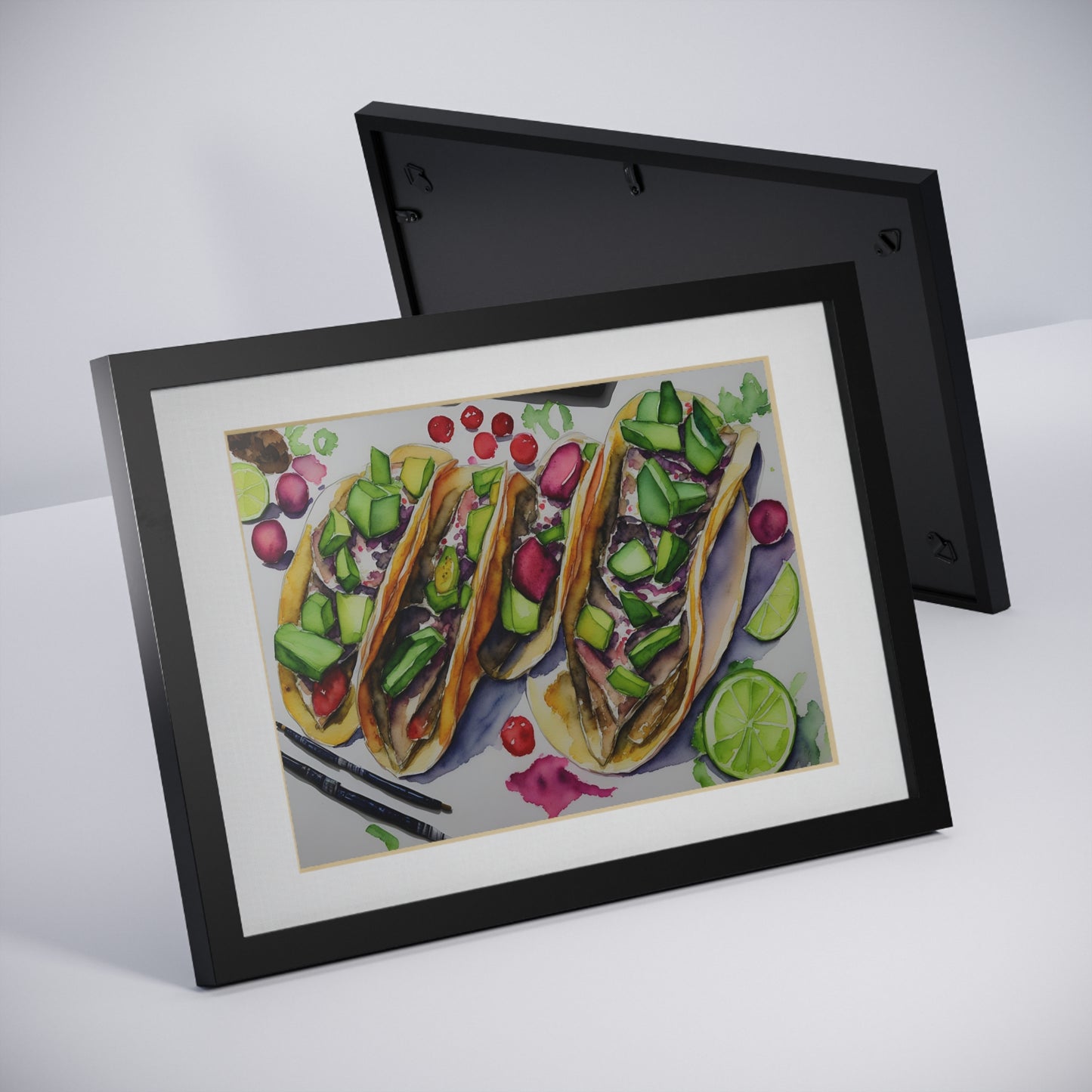 Tacos framed art bar gift for restaurant black frame kitchen dining poster v4