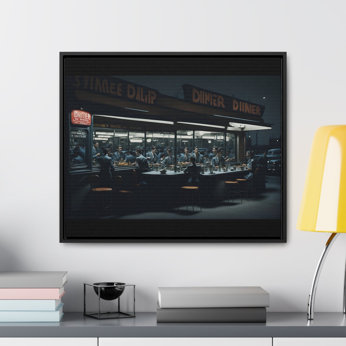 Drive-In Diner Dreams Nostalgic Dystopian Collection of Retro Wall Art Gallery Canvas Wraps Horizontal Frame v2/6