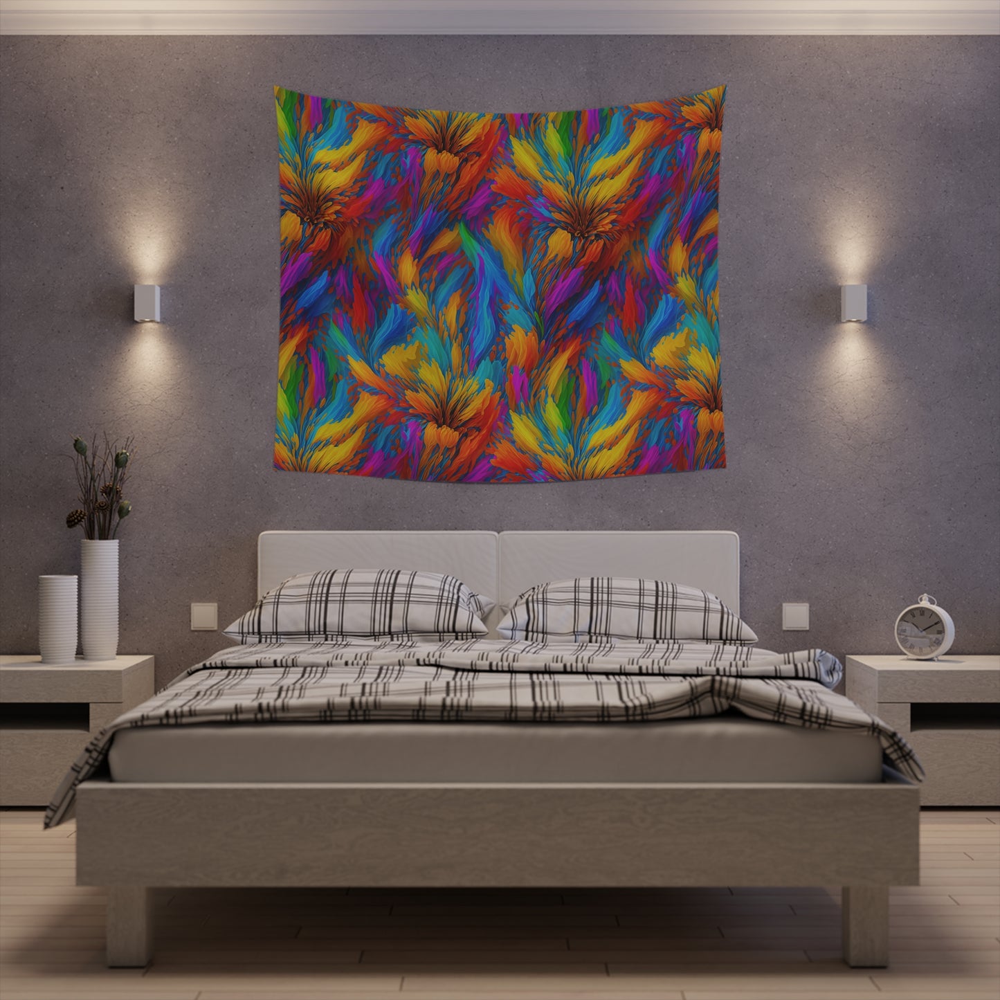 Rainbow Flower Tapestry for the wall for pride and celebrating inclusiveness lgbtq ally wall art gay wall art up to 100 inches show pride